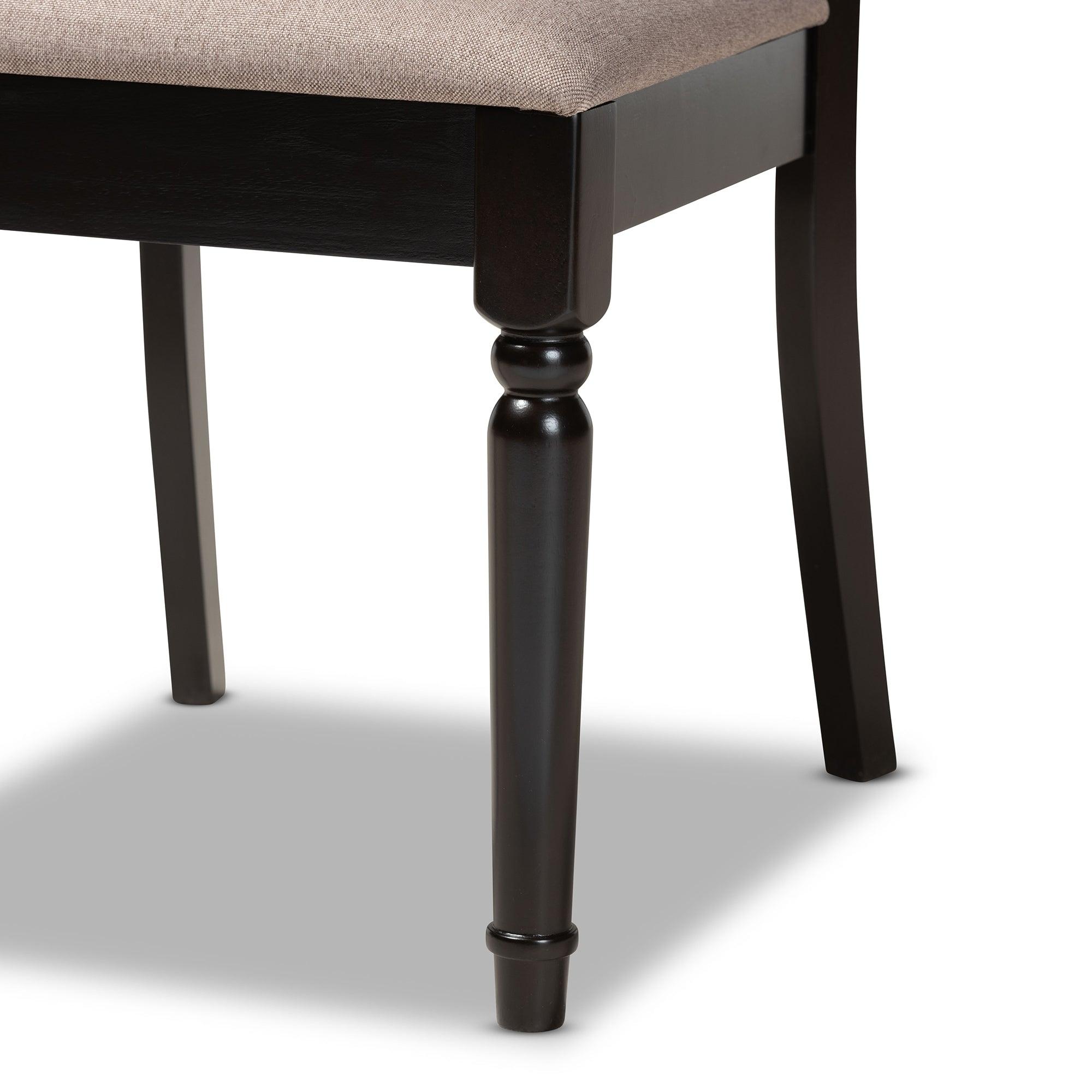 Lucie Modern and Contemporary Sand Fabric Upholstered and Finished Wood 7-Piece Dining Set
