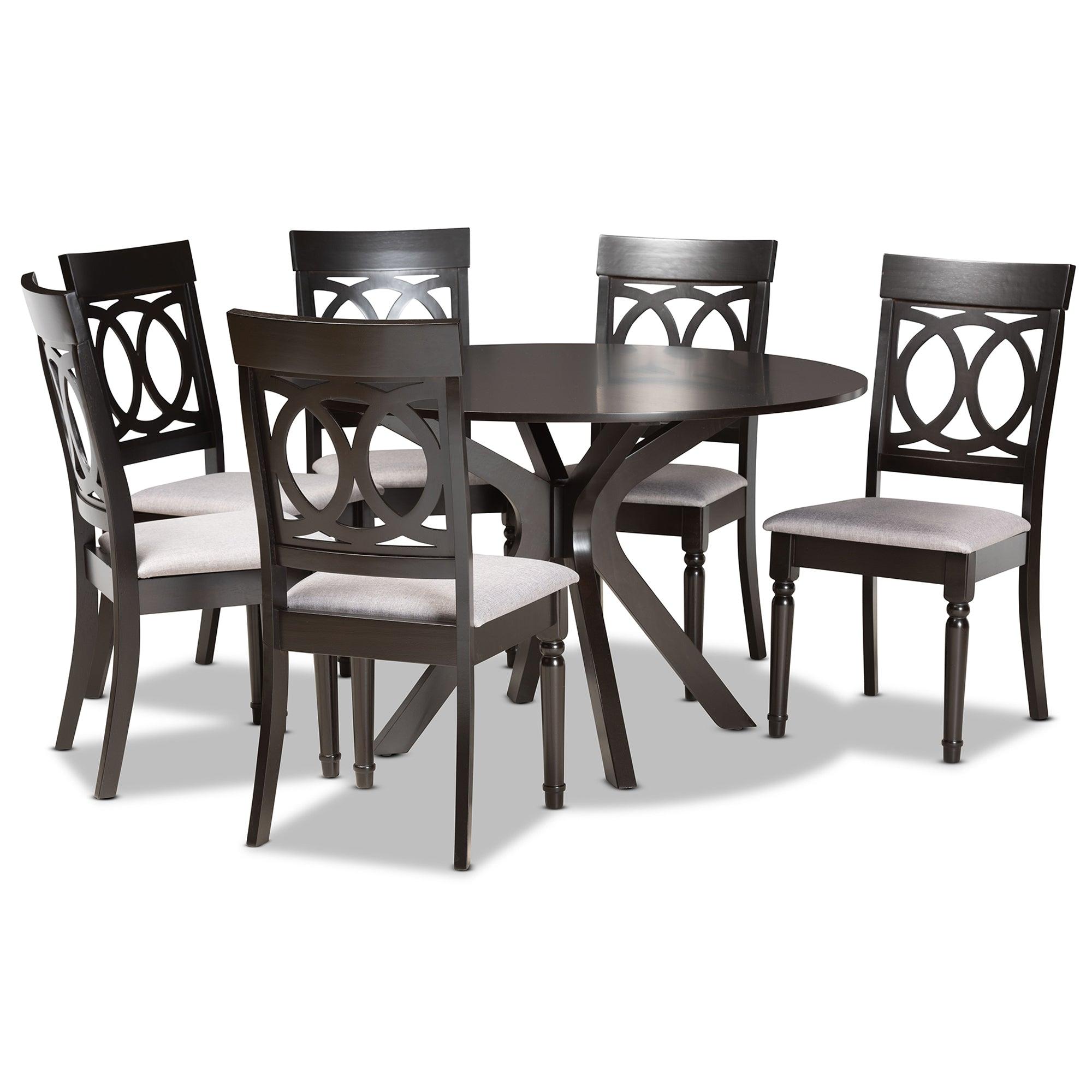 Jessie Modern and Contemporary Fabric Upholstered and Finished Wood 7-Piece Dining Set