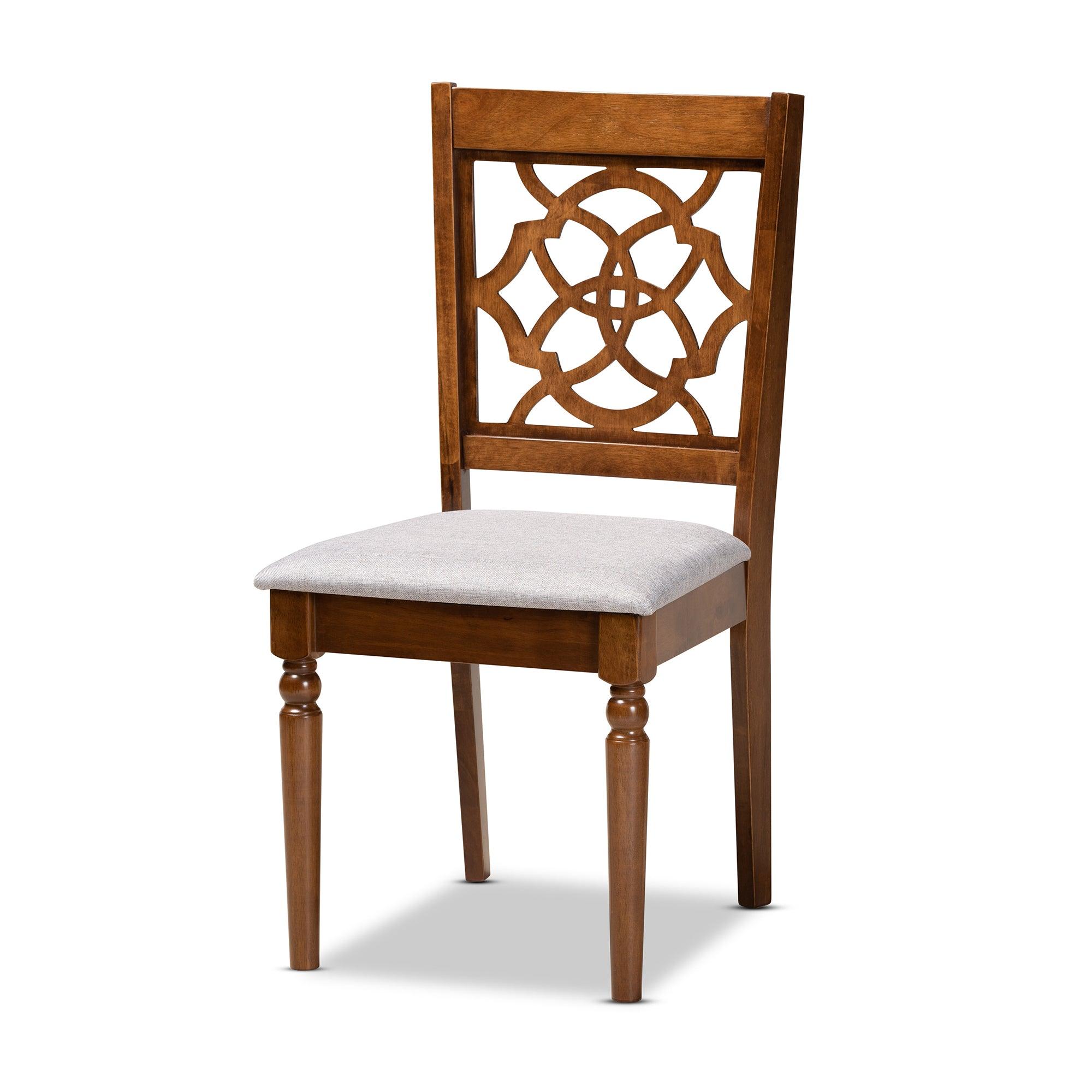 Renaud Modern and Contemporary Fabric Upholstered and Finished Wood 7-Piece Dining Set