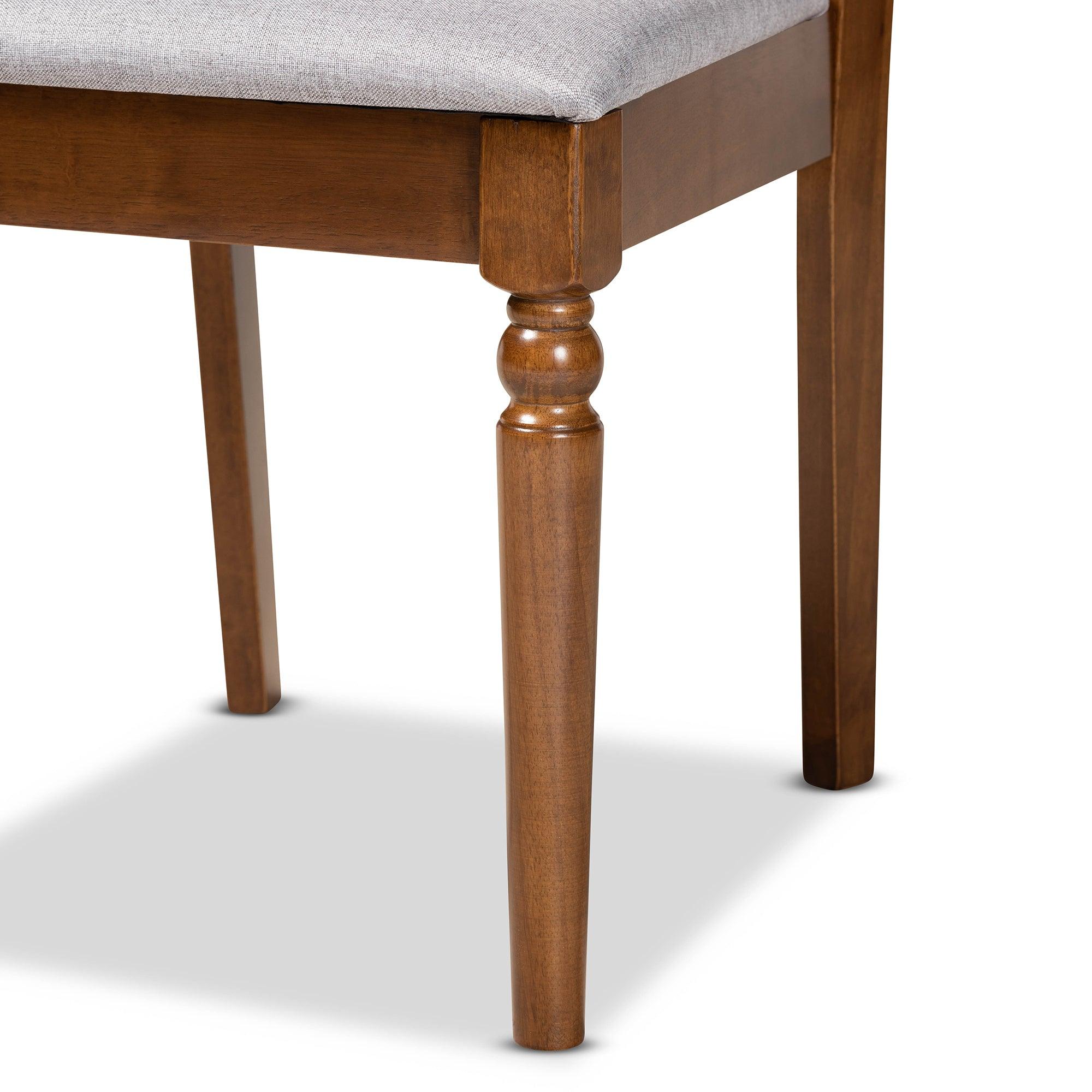 Renaud Modern and Contemporary Fabric Upholstered and Finished Wood 7-Piece Dining Set