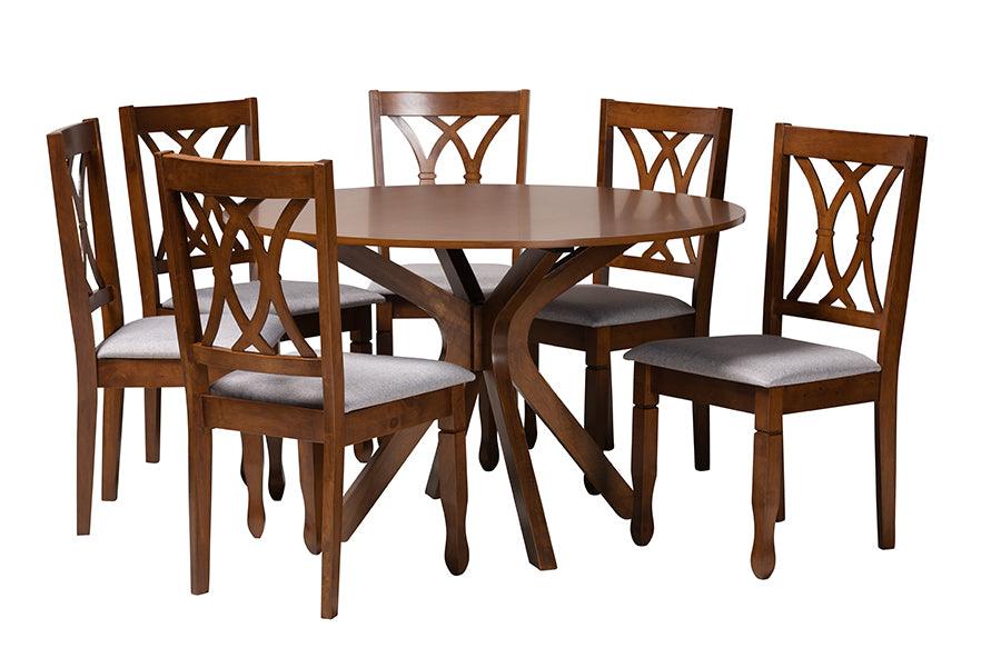 Maya Modern Fabric and Finished Wood 7-Piece Dining Set