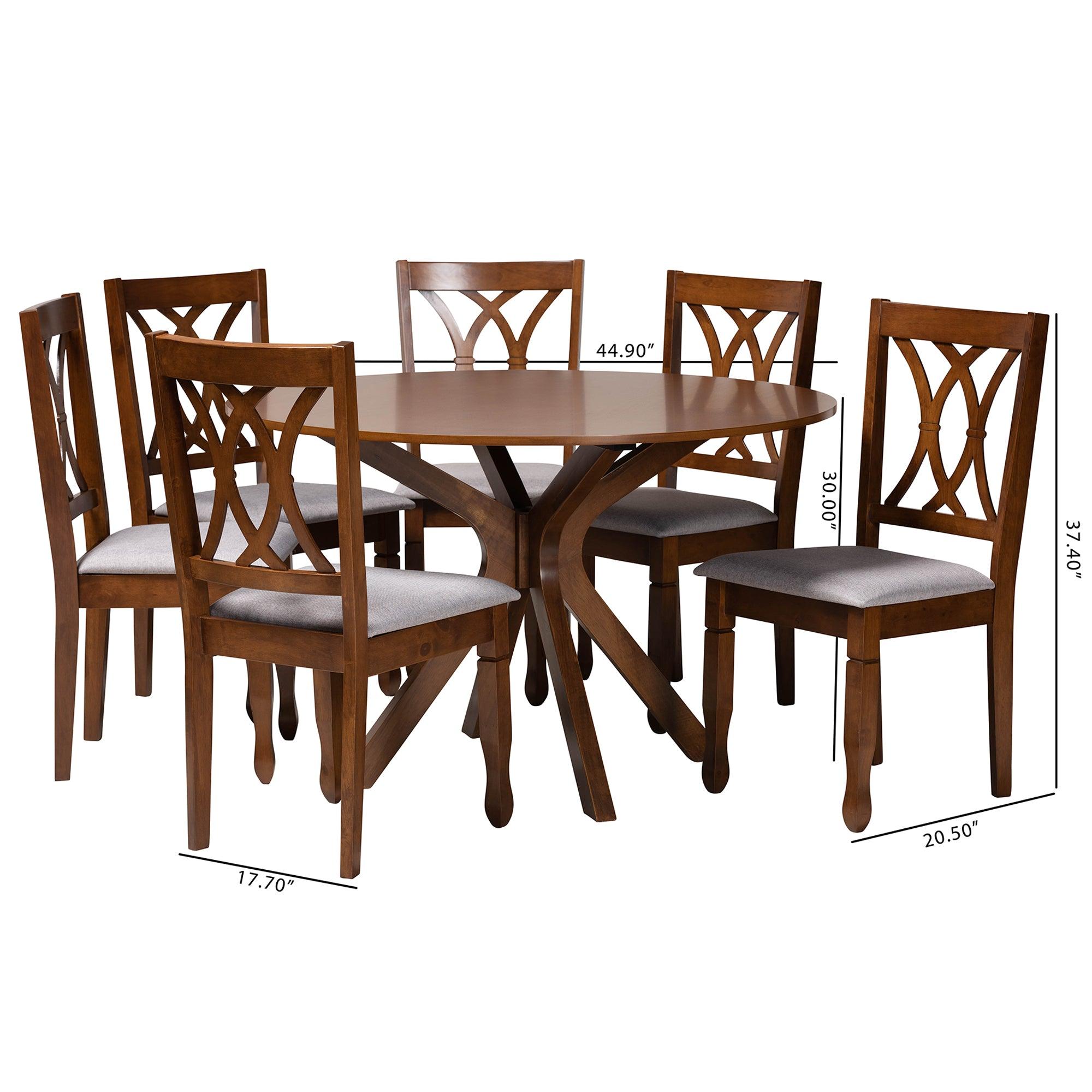 Maya Modern Fabric and Finished Wood 7-Piece Dining Set
