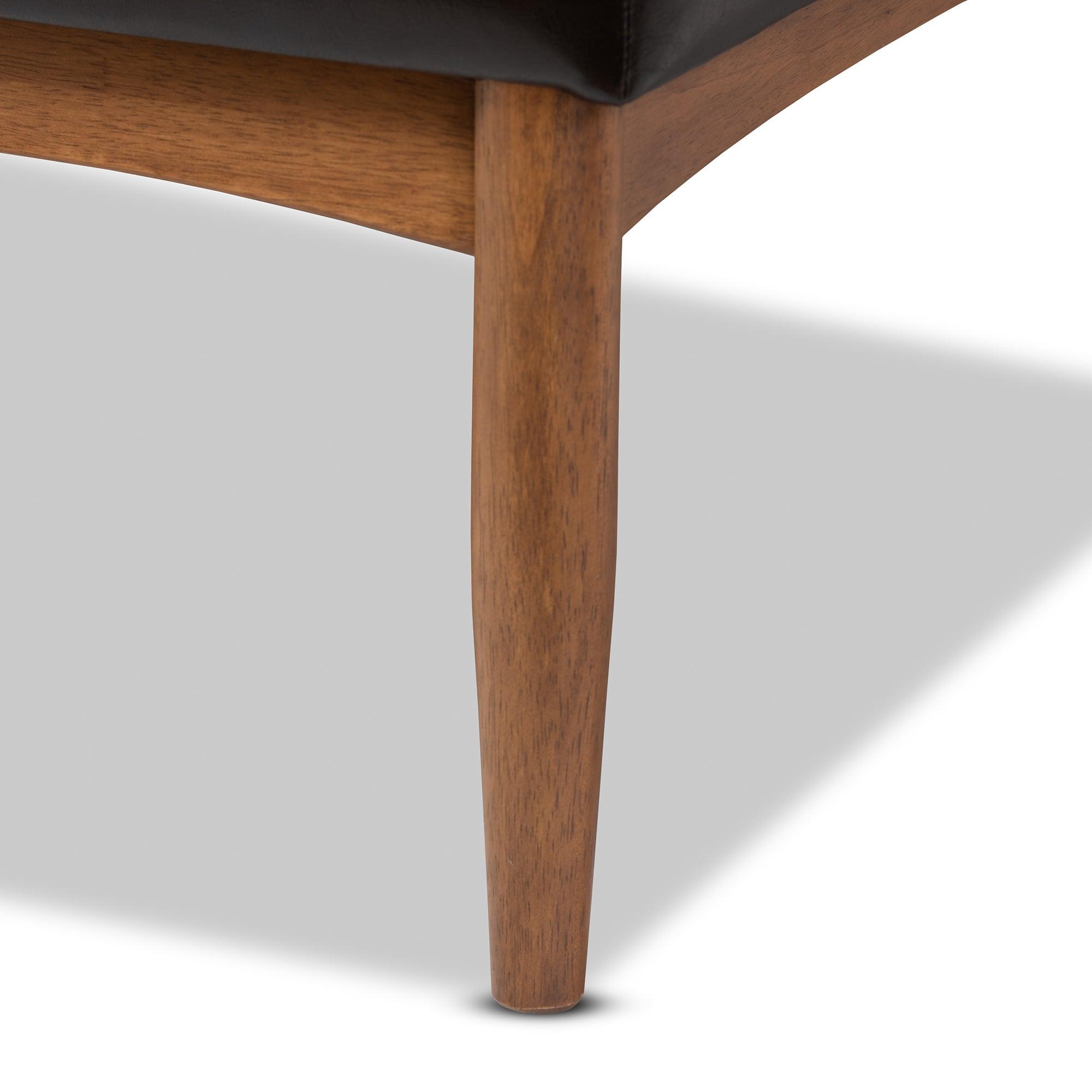 Arvid Mid-Century Modern Faux Leather Upholstered 2-Piece Wood Dining Nook Banquette Set