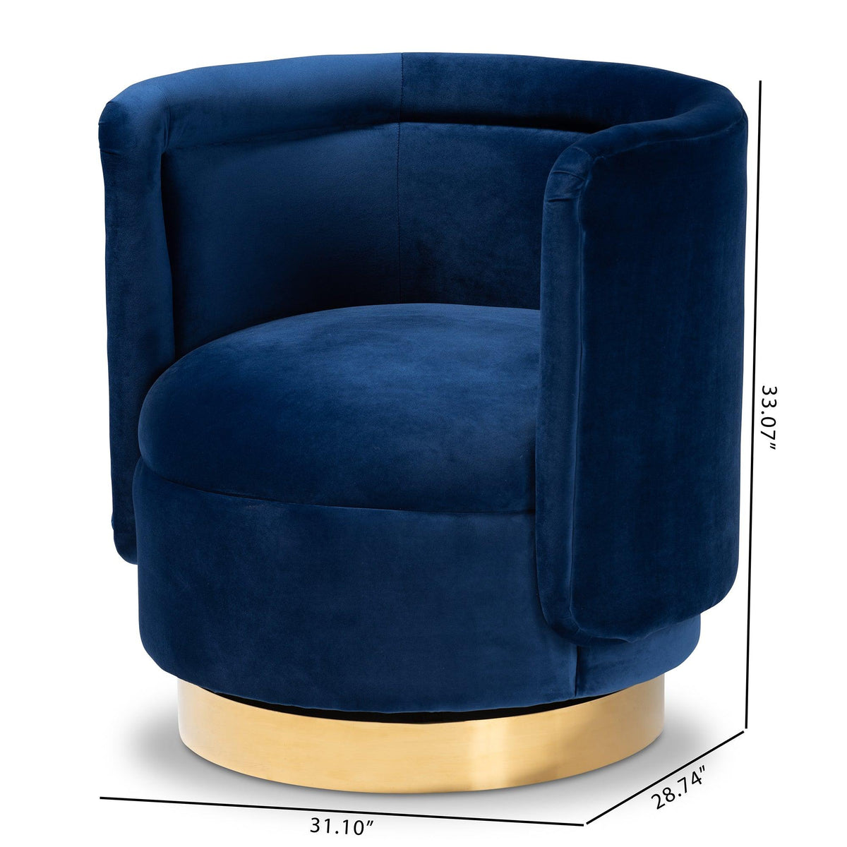 Saffi Glam and Luxe Royal Velvet Fabric Upholstered Finished Swivel Accent Chair