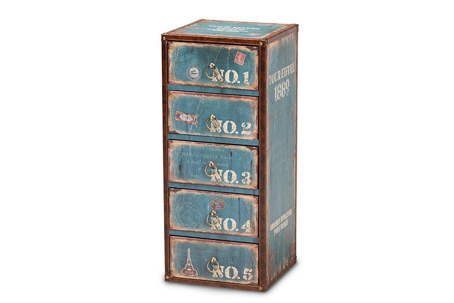 Alba Vintage Rustic French Inspired Finished Wood 5-Drawer Accent Storage Cabinet