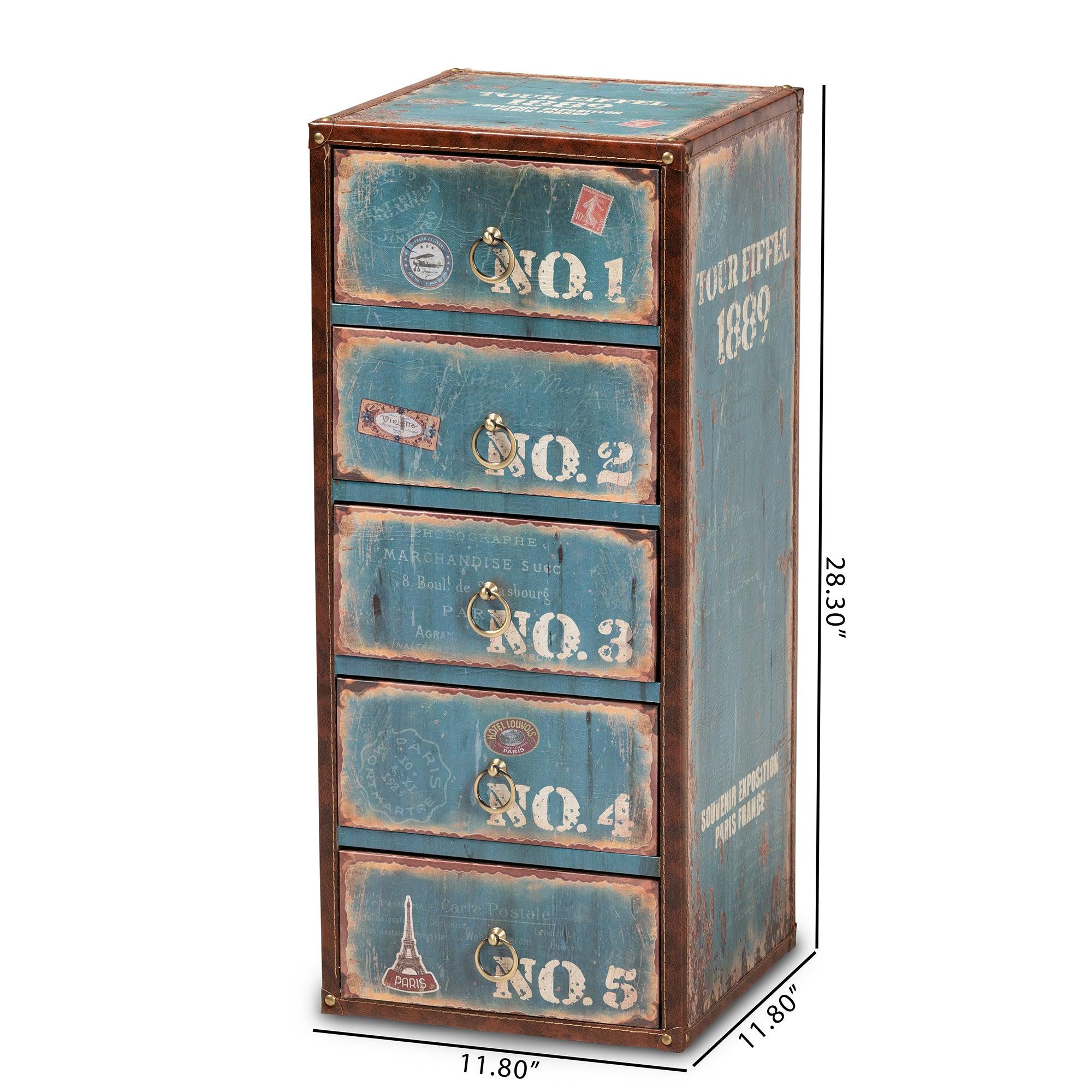 Alba Vintage Rustic French Inspired Finished Wood 5-Drawer Accent Storage Cabinet