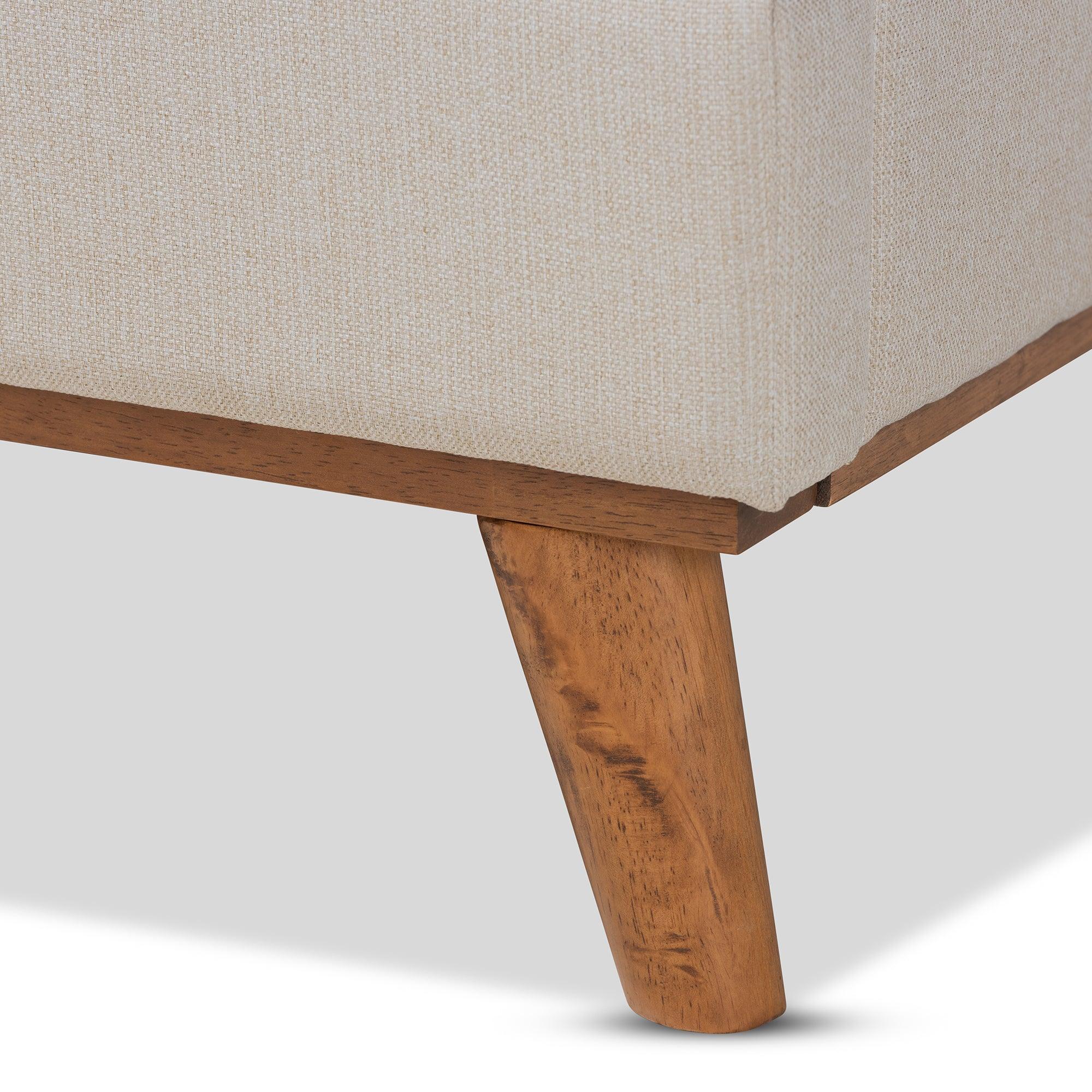 Gretchen Modern and Contemporary Light Fabric Upholstered and Finished Wood Platform Wingback Bed