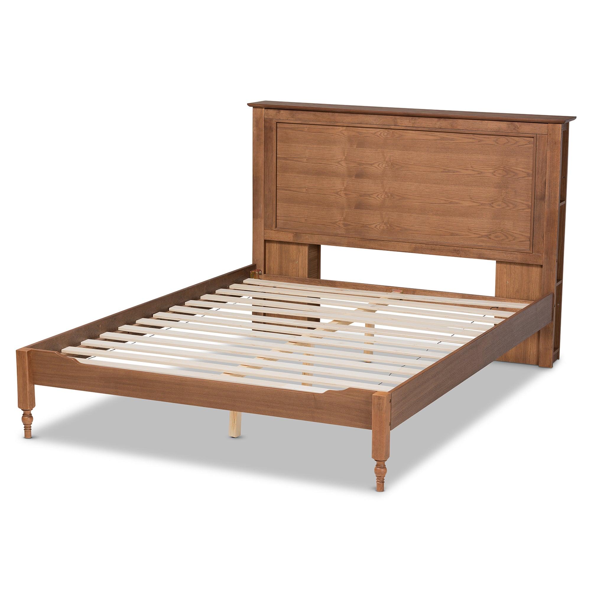 Danielle Traditional and Transitional Rustic Ash Finished Wood Platform Storage Bed