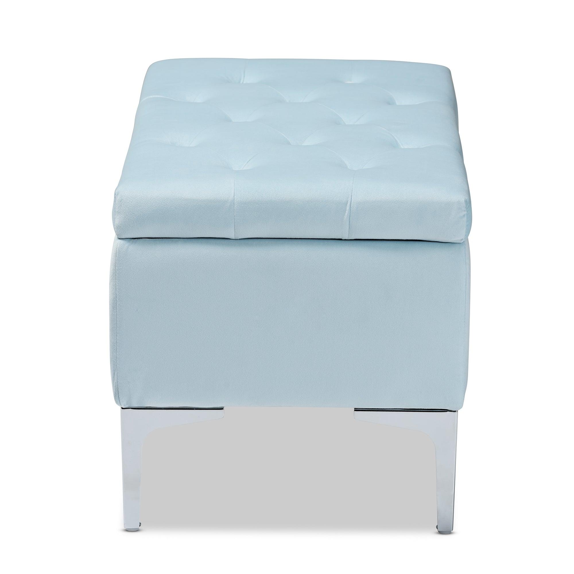 Mabel Modern and Contemporary Transitional Velvet Fabric Upholstered Finished Storage Ottoman