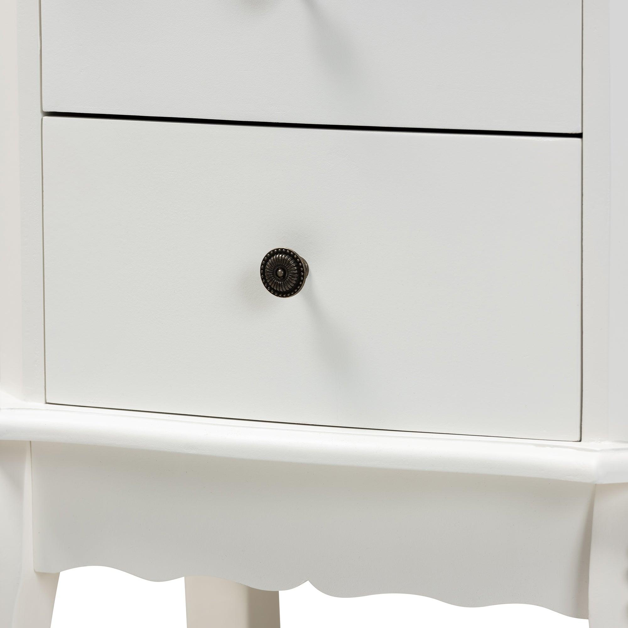 Sophia Classic and Traditional French Finished Wood 2-Drawer End Table