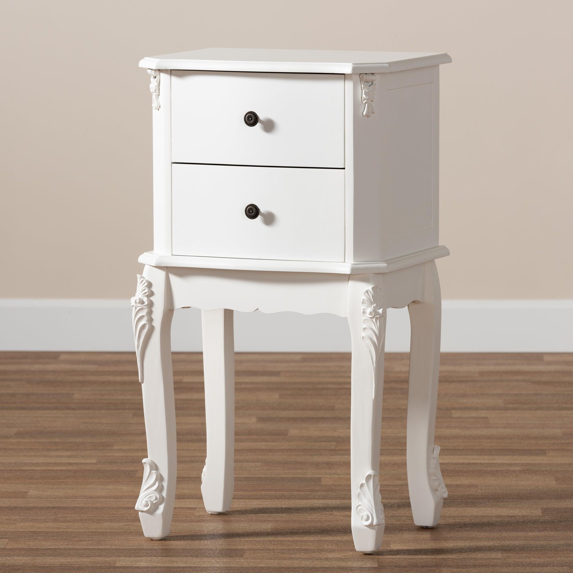 Sophia Classic and Traditional French Finished Wood 2-Drawer End Table