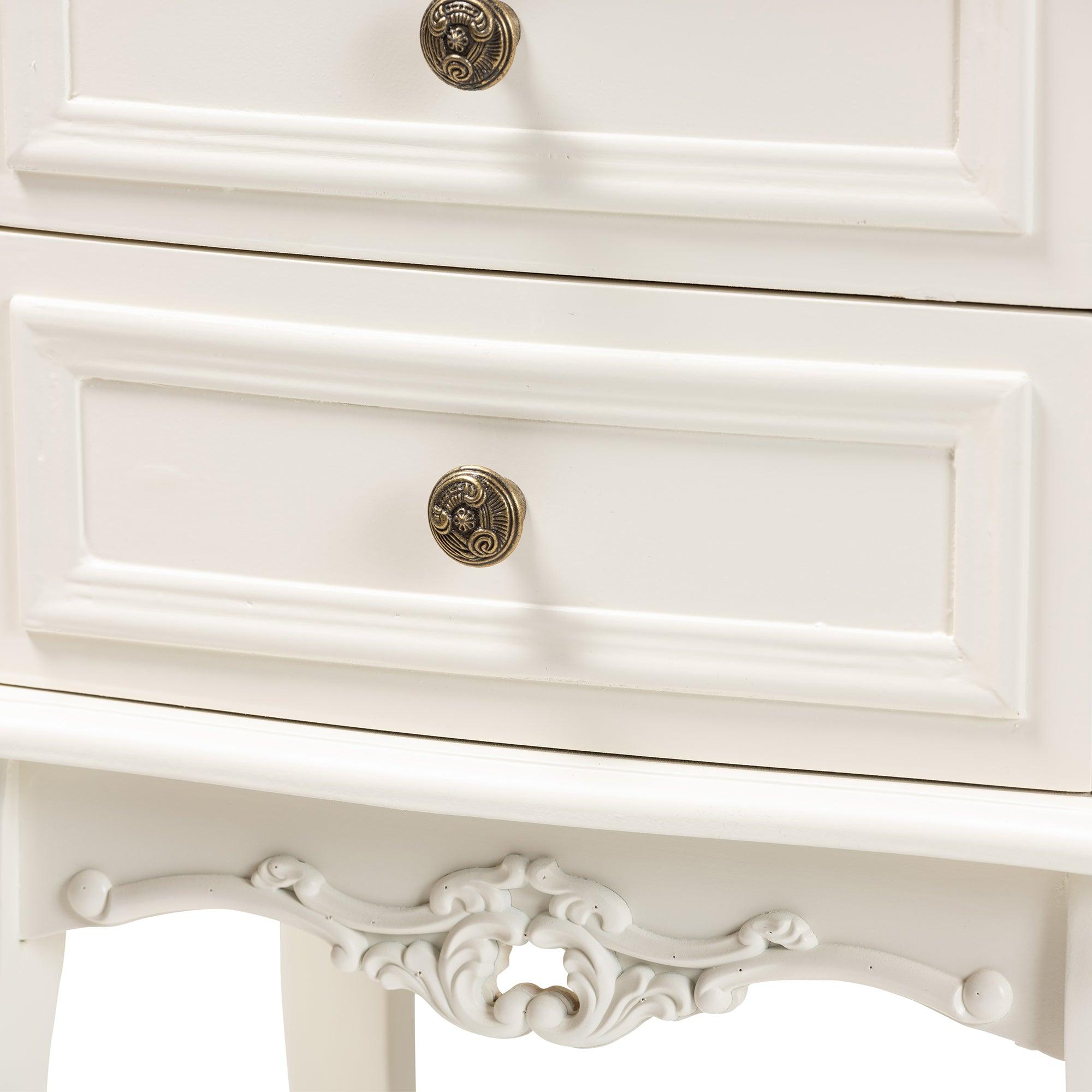 Darla Classic and Traditional French and Cherry Finished Wood 2-Drawer End Table