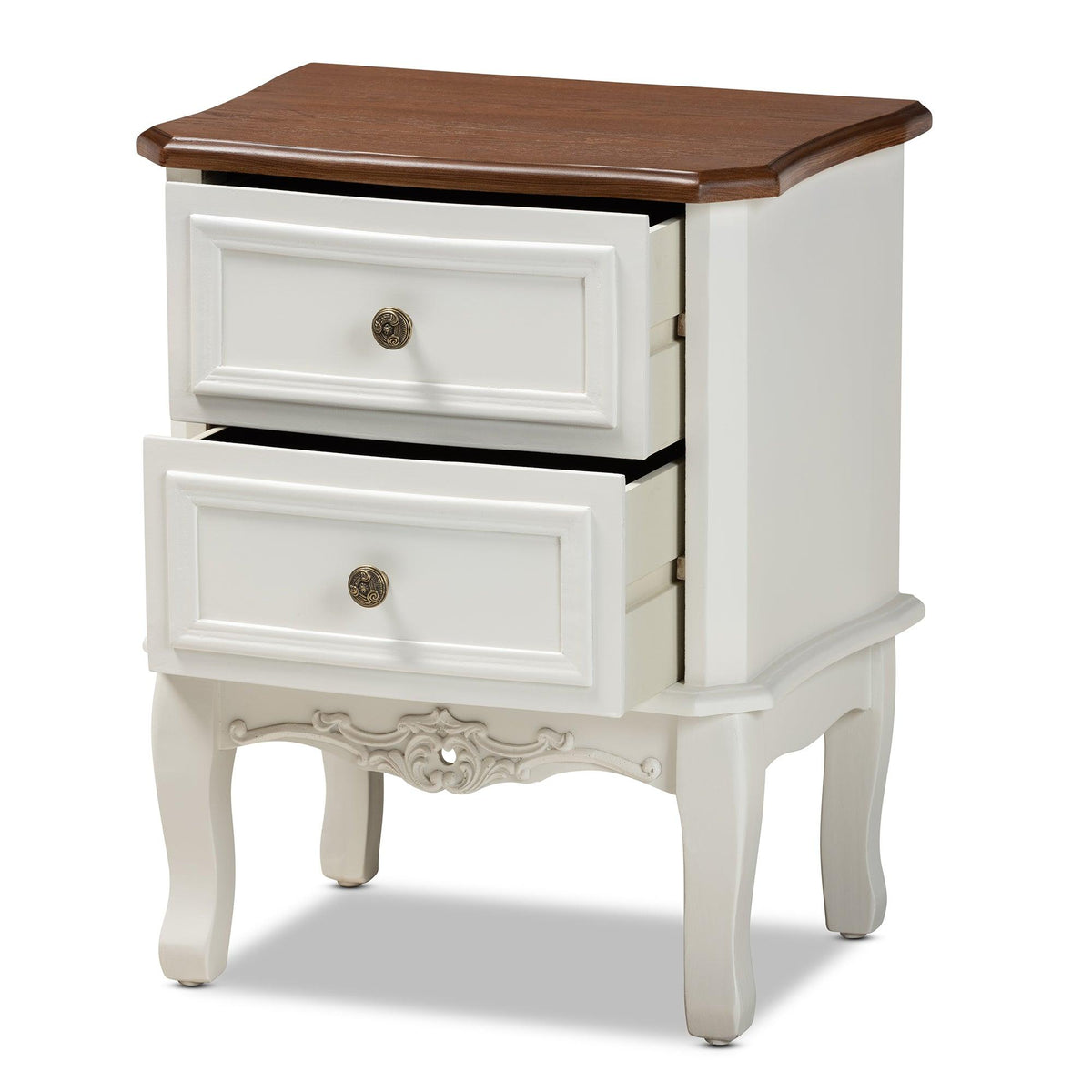 Darlene Classic and Traditional French and Cherry Finished Wood 2-Drawer End Table