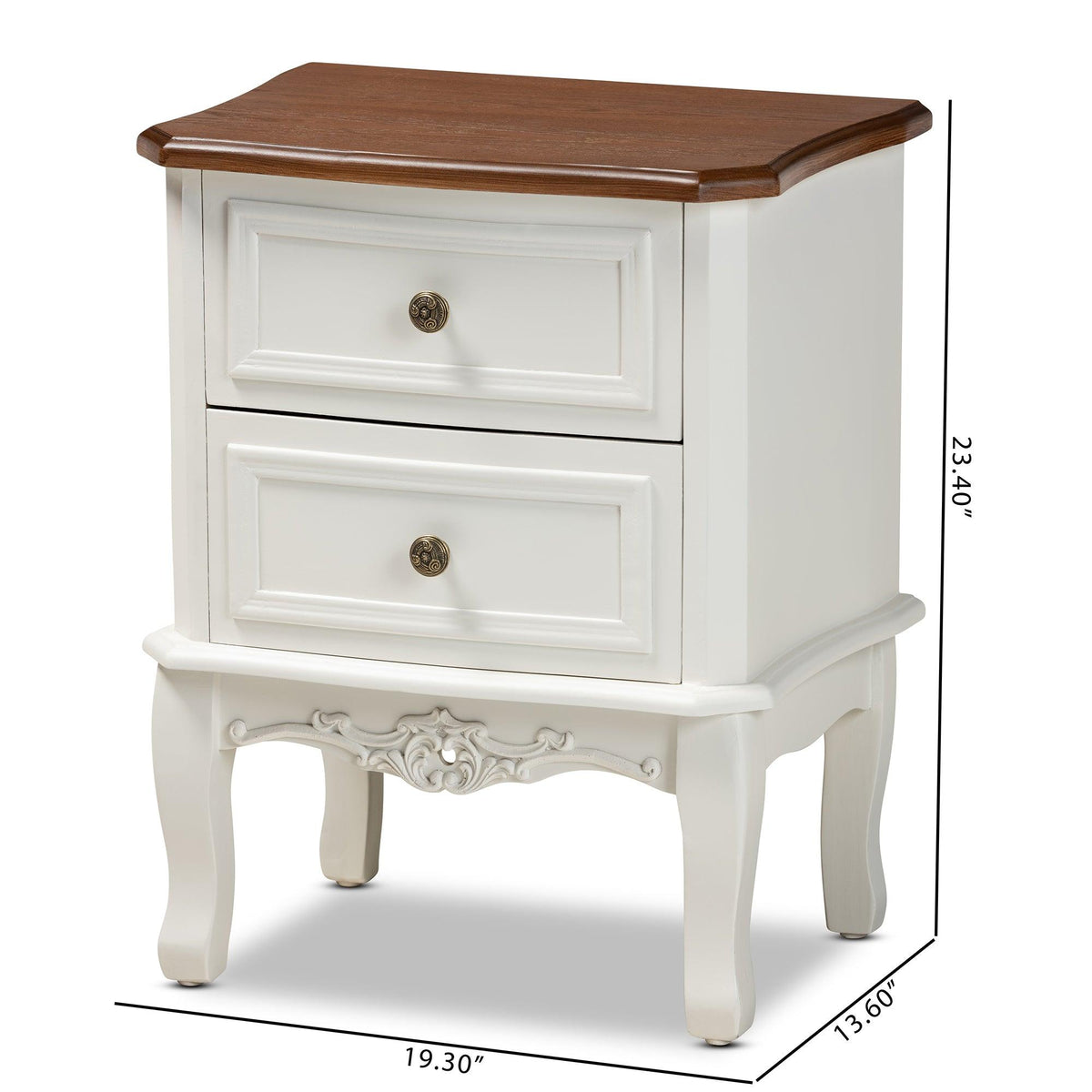 Darlene Classic and Traditional French and Cherry Finished Wood 2-Drawer End Table