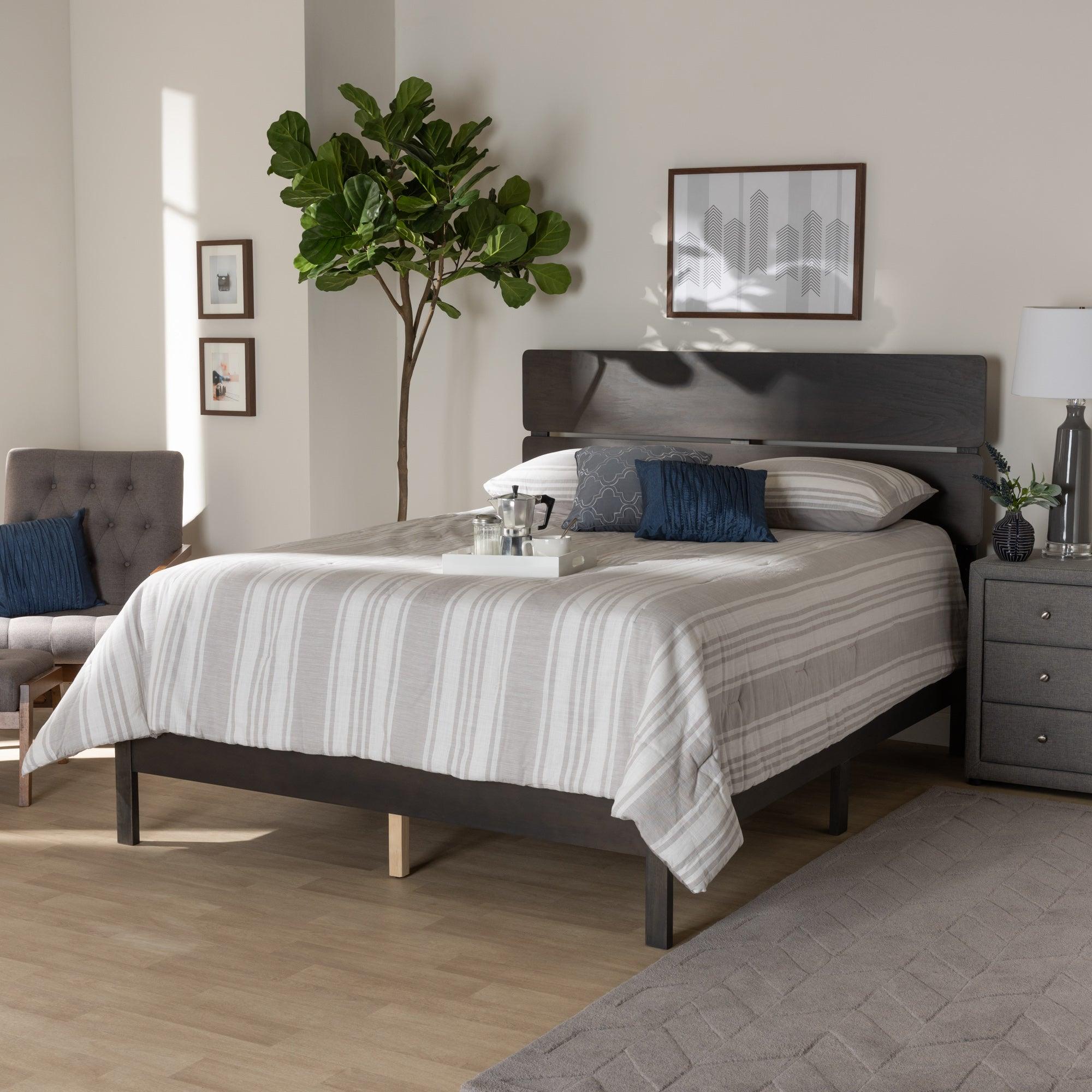 Anthony Modern and Contemporary Dark Finished Wood Panel Bed