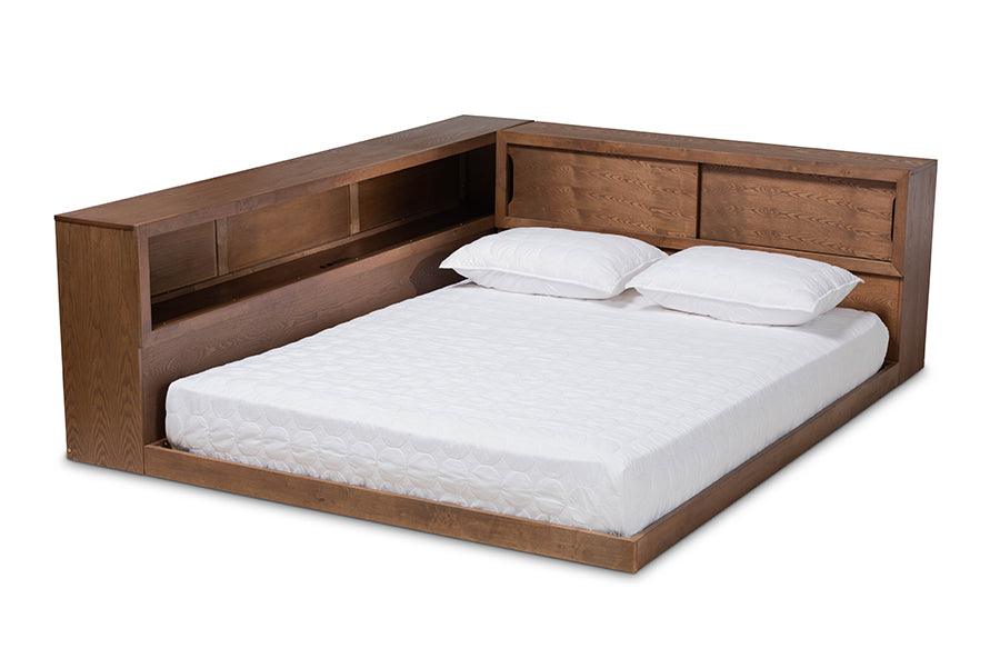 Erie Modern Rustic and Transitional Finished Wood Platform Storage Bed