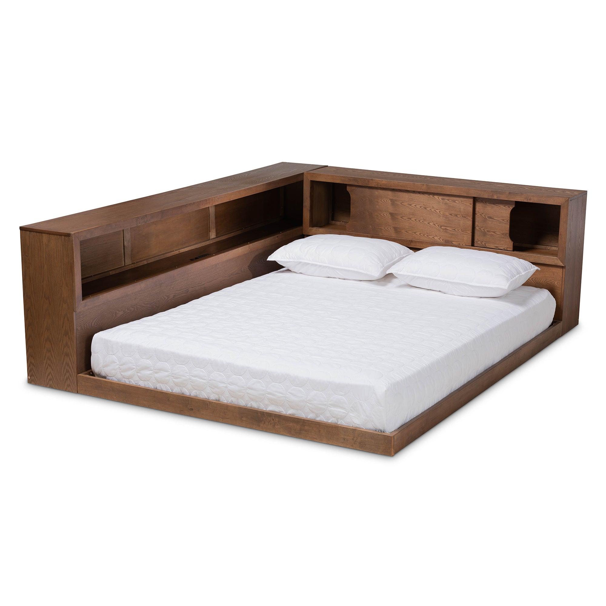 Erie Modern Rustic and Transitional Finished Wood Platform Storage Bed