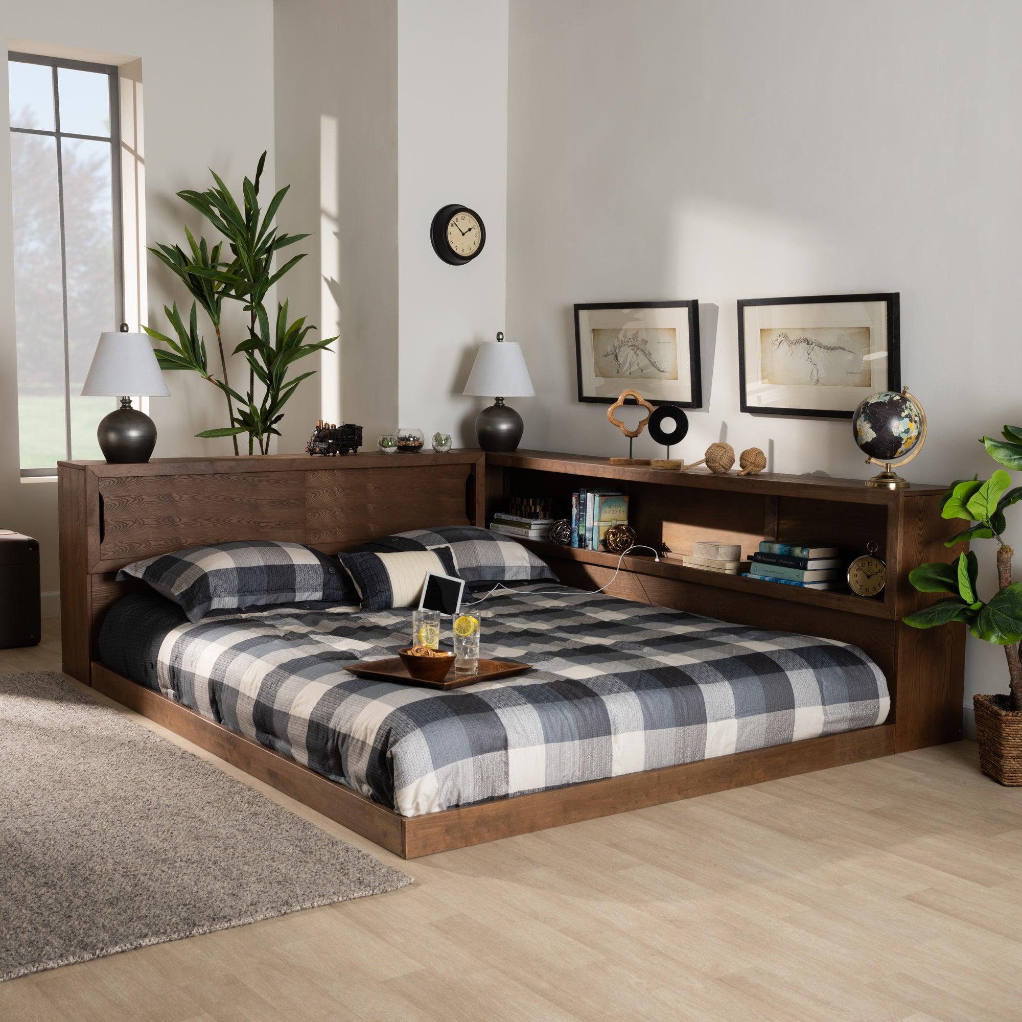 Erie Modern Rustic and Transitional Finished Wood Platform Storage Bed