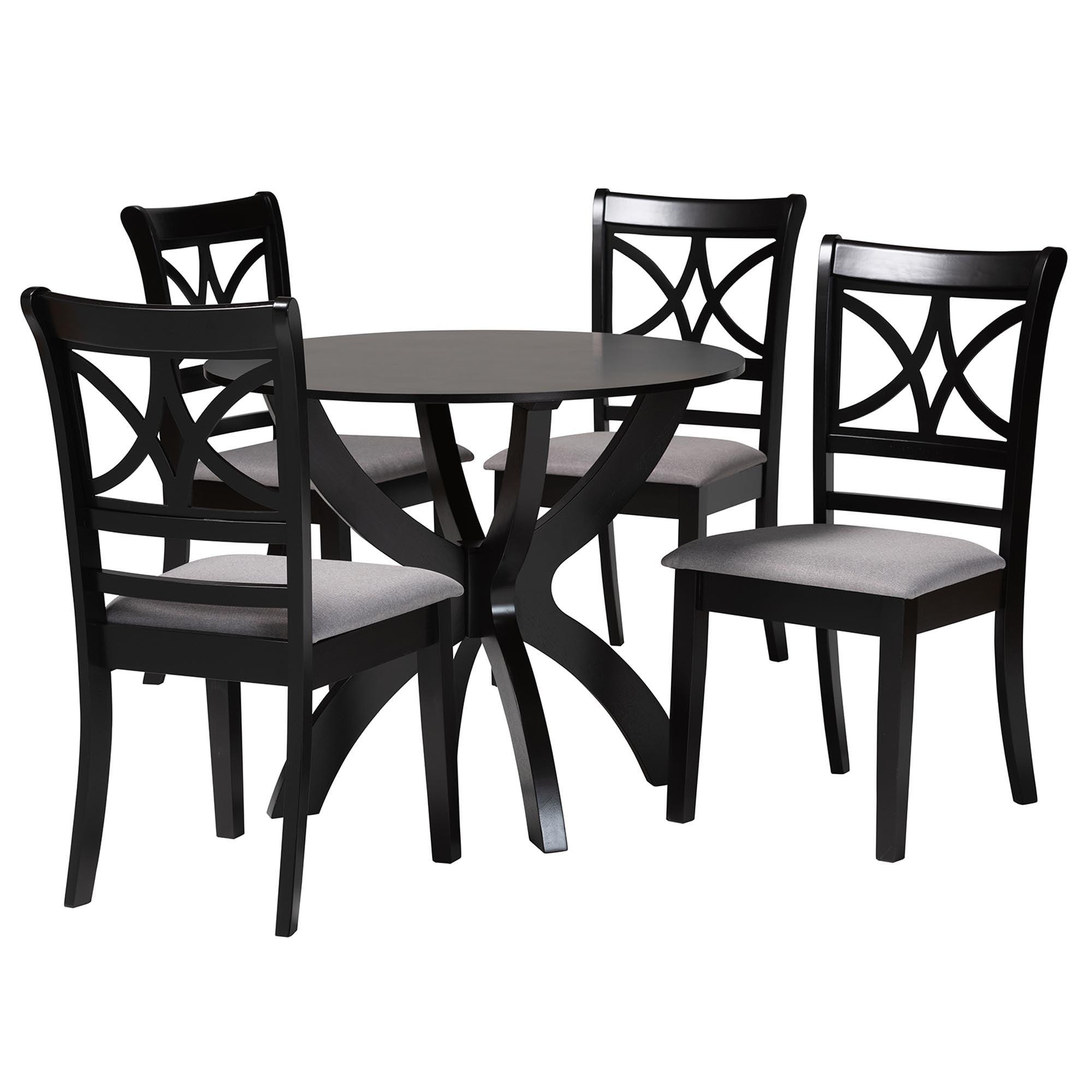 Noemi Modern Fabric and Finished Wood 5-Piece Dining Set