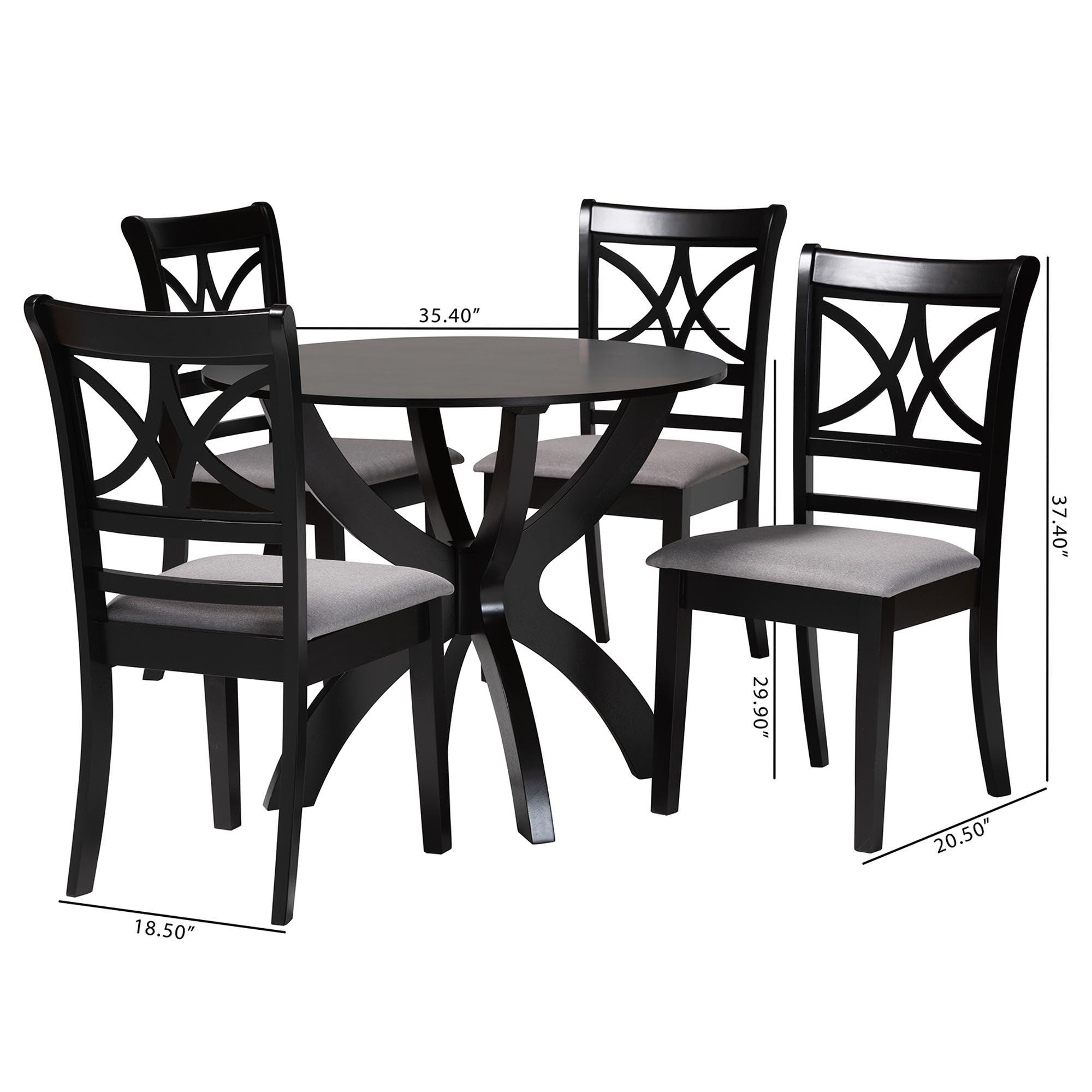 Noemi Modern Fabric and Finished Wood 5-Piece Dining Set