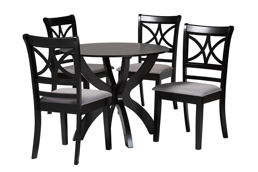 Noemi Modern Fabric and Finished Wood 5-Piece Dining Set