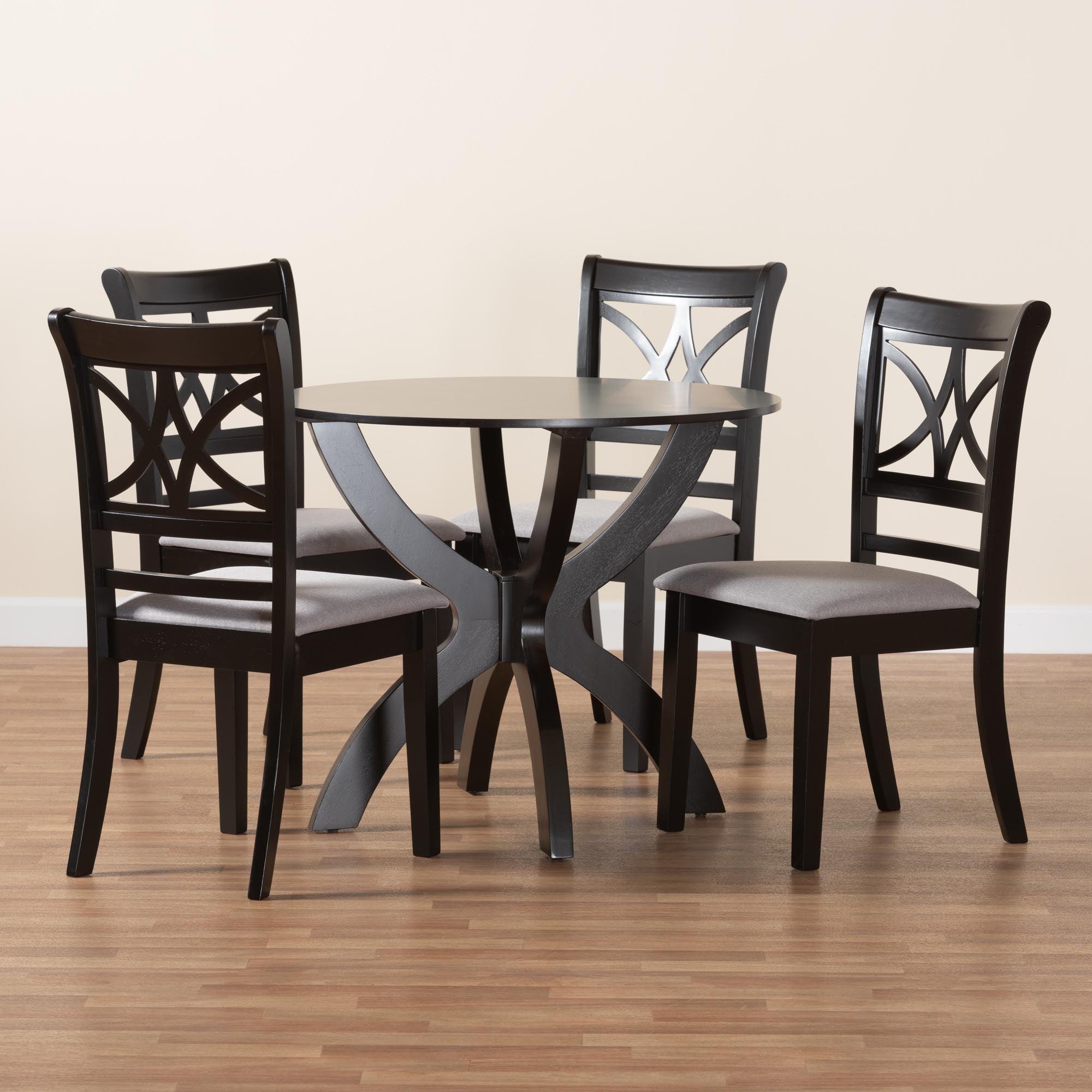 Noemi Modern Fabric and Finished Wood 5-Piece Dining Set