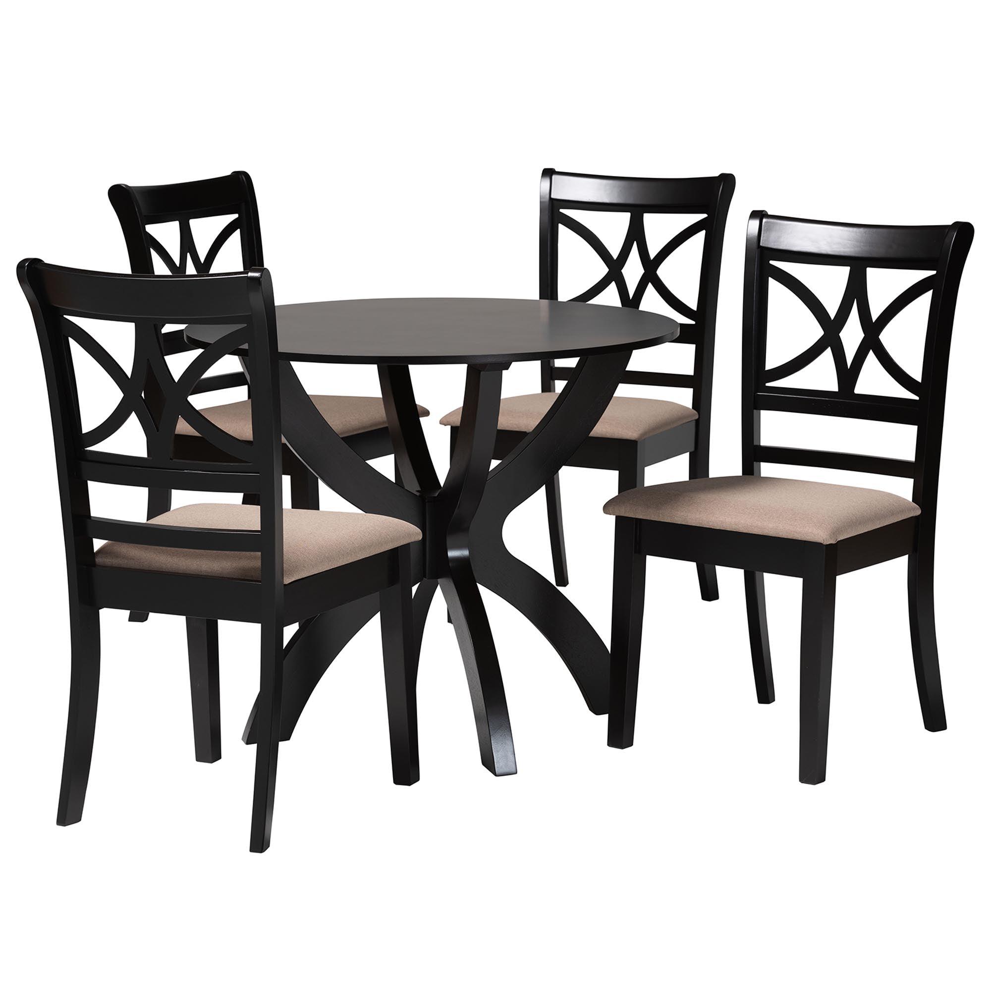 Noemi Modern Fabric and Finished Wood 5-Piece Dining Set
