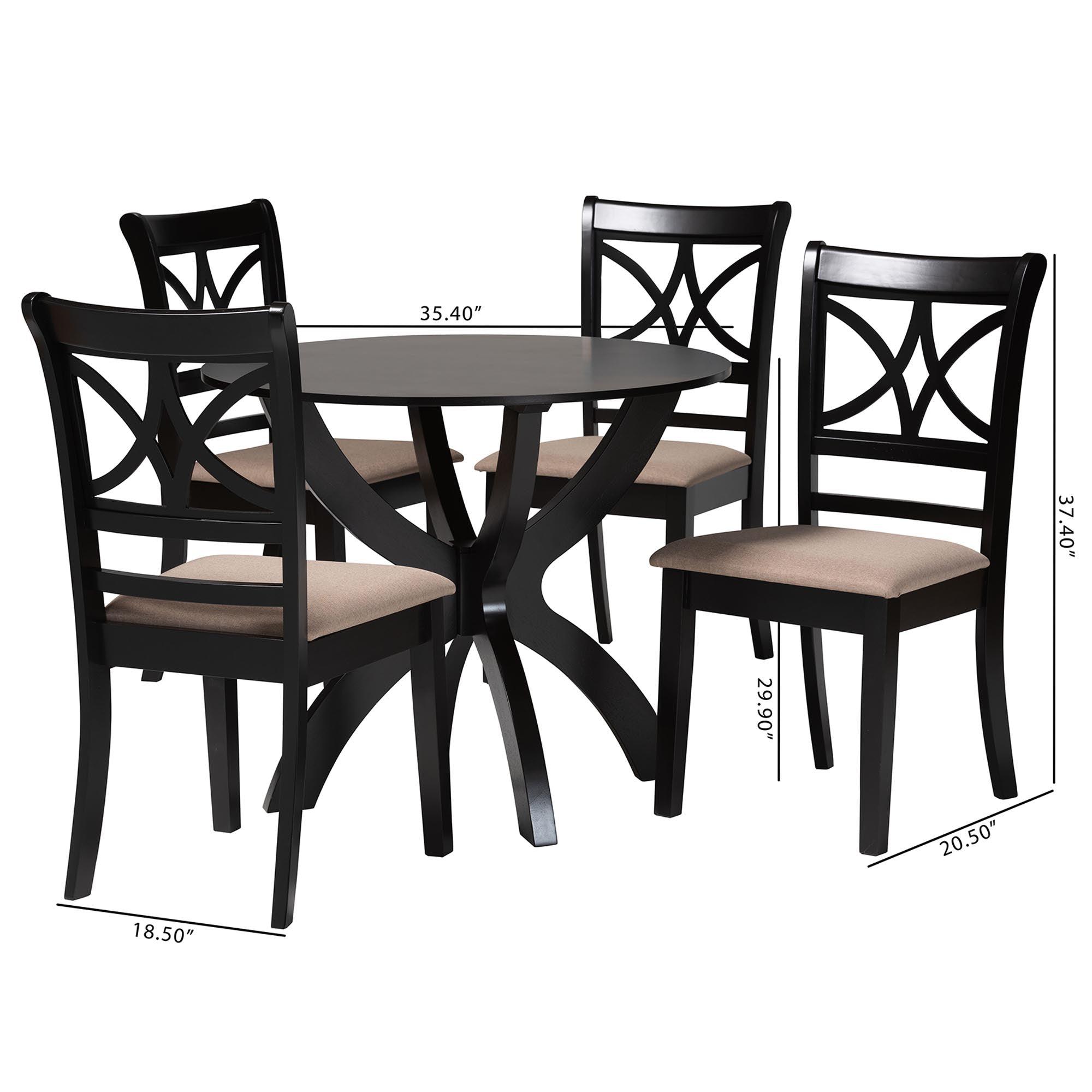 Noemi Modern Fabric and Finished Wood 5-Piece Dining Set