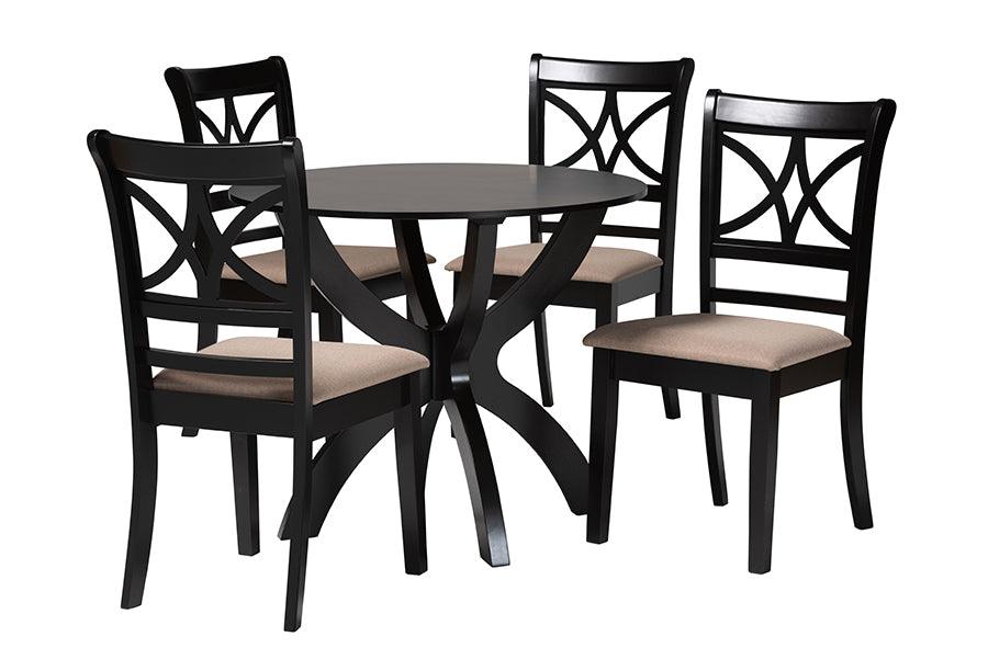 Noemi Modern Fabric and Finished Wood 5-Piece Dining Set