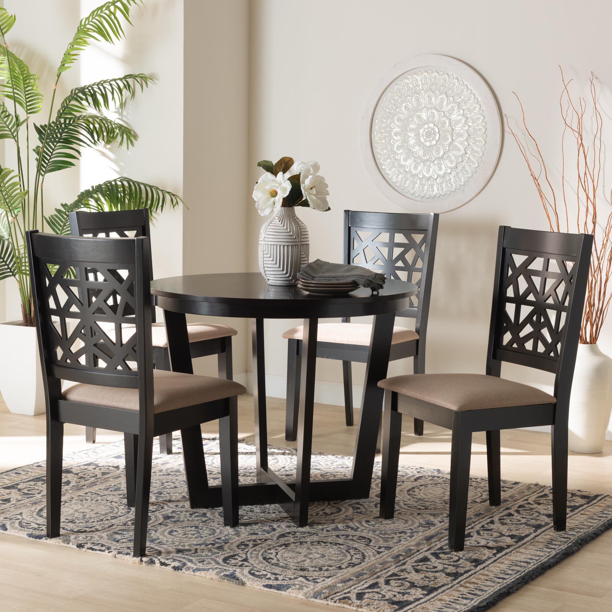 Jamie Moden Fabric and Finished Wood 5-Piece Dining Set