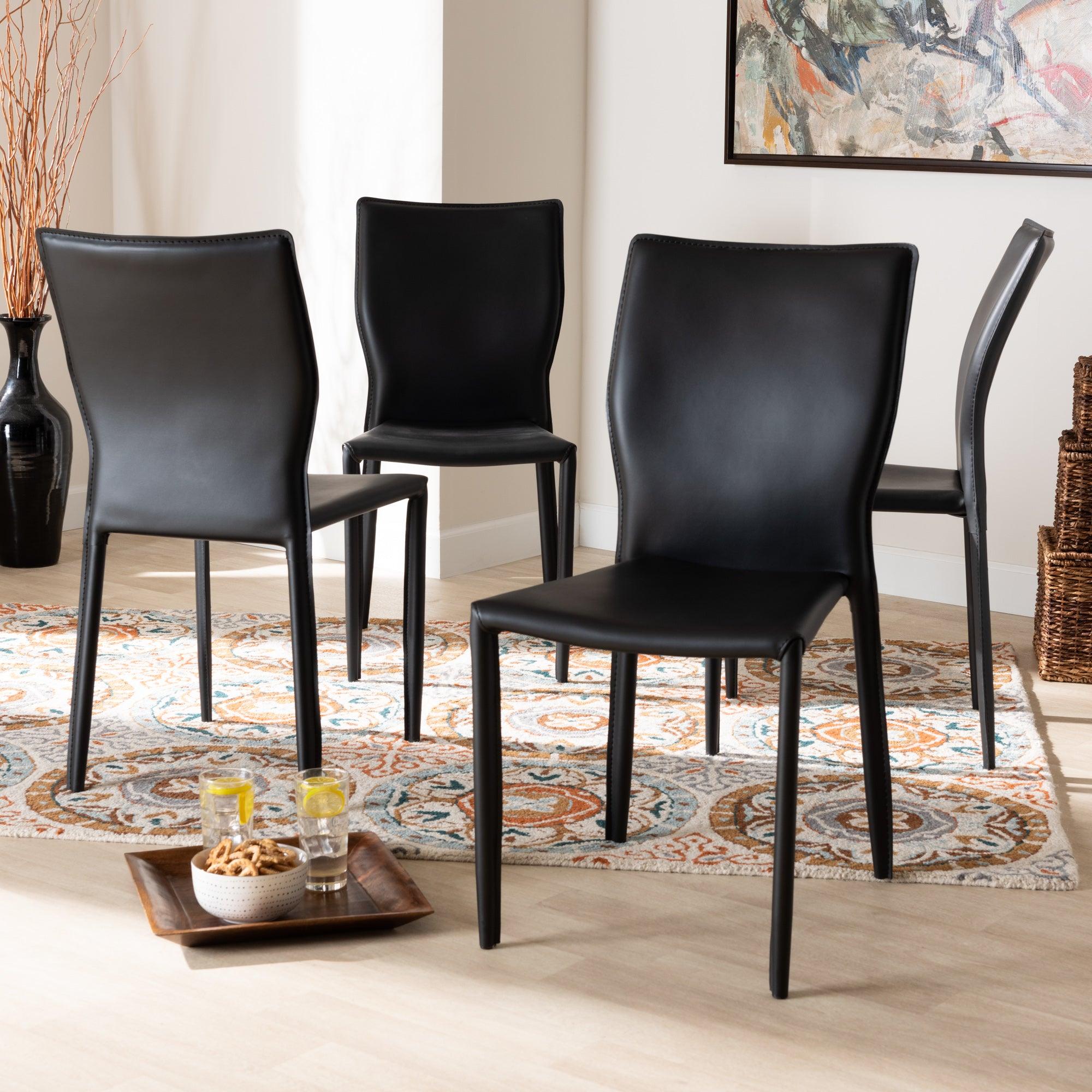 Heidi Modern and Contemporary Faux Leather Upholstered 4-Piece Dining Chair Set
