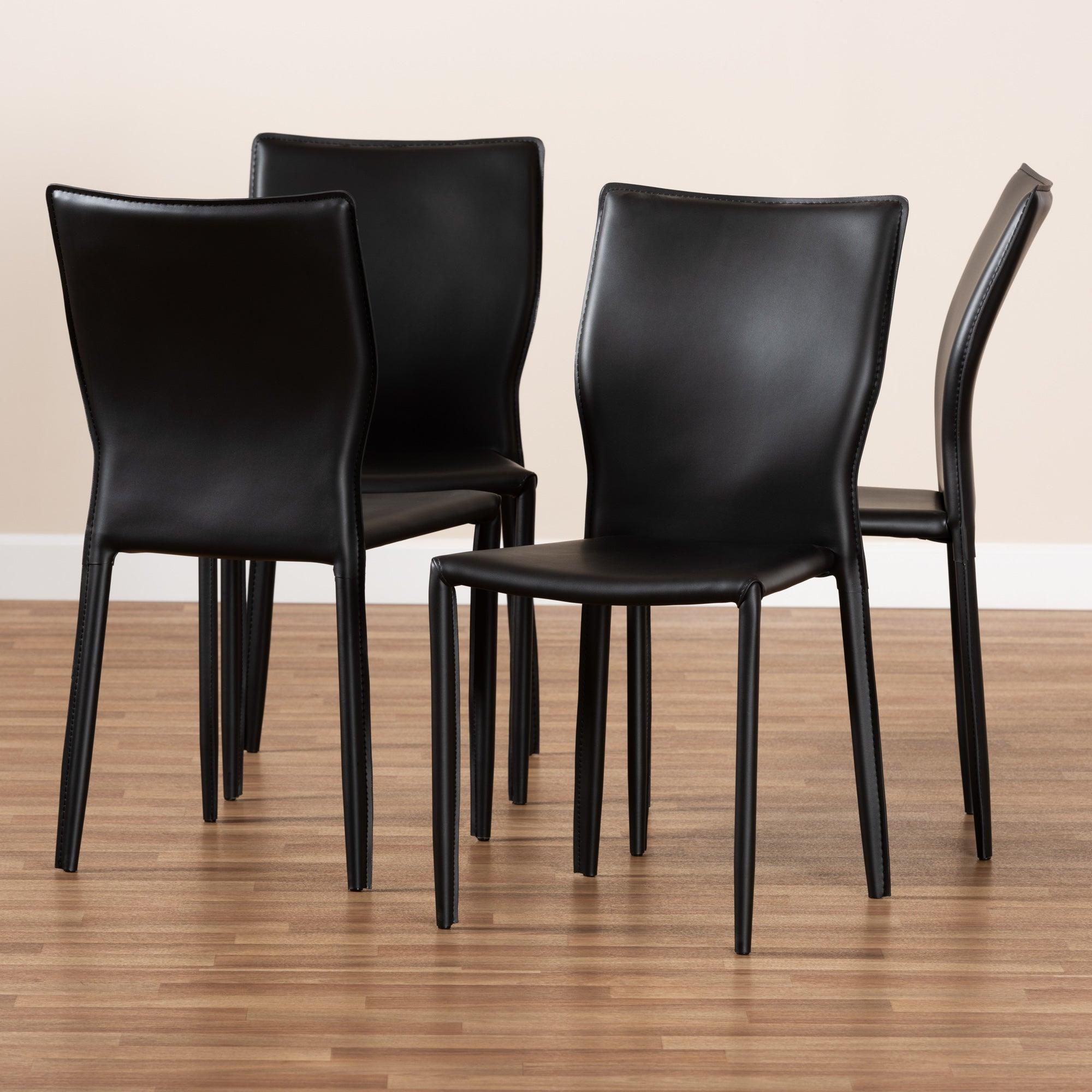 Heidi Modern and Contemporary Faux Leather Upholstered 4-Piece Dining Chair Set