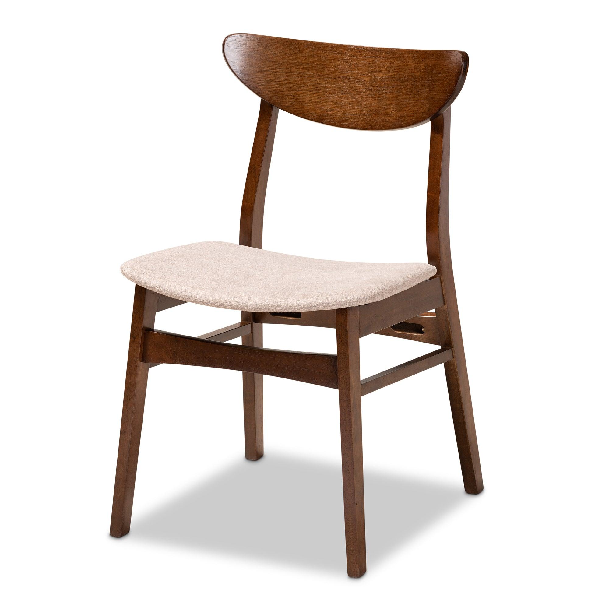 Paras Mid-Century Modern Transitional Light Fabric Upholstered and Finished Wood 5-Piece Dining Set