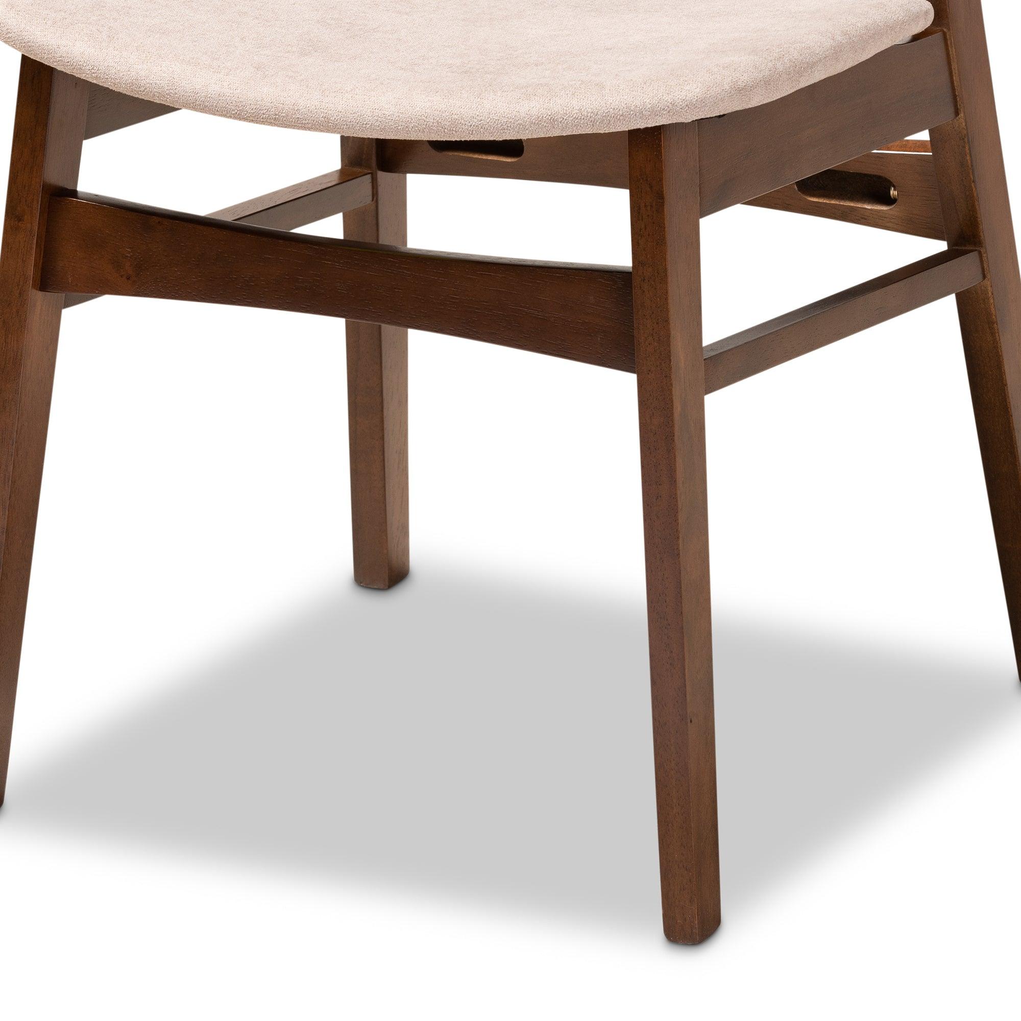 Paras Mid-Century Modern Transitional Light Fabric Upholstered and Finished Wood 5-Piece Dining Set