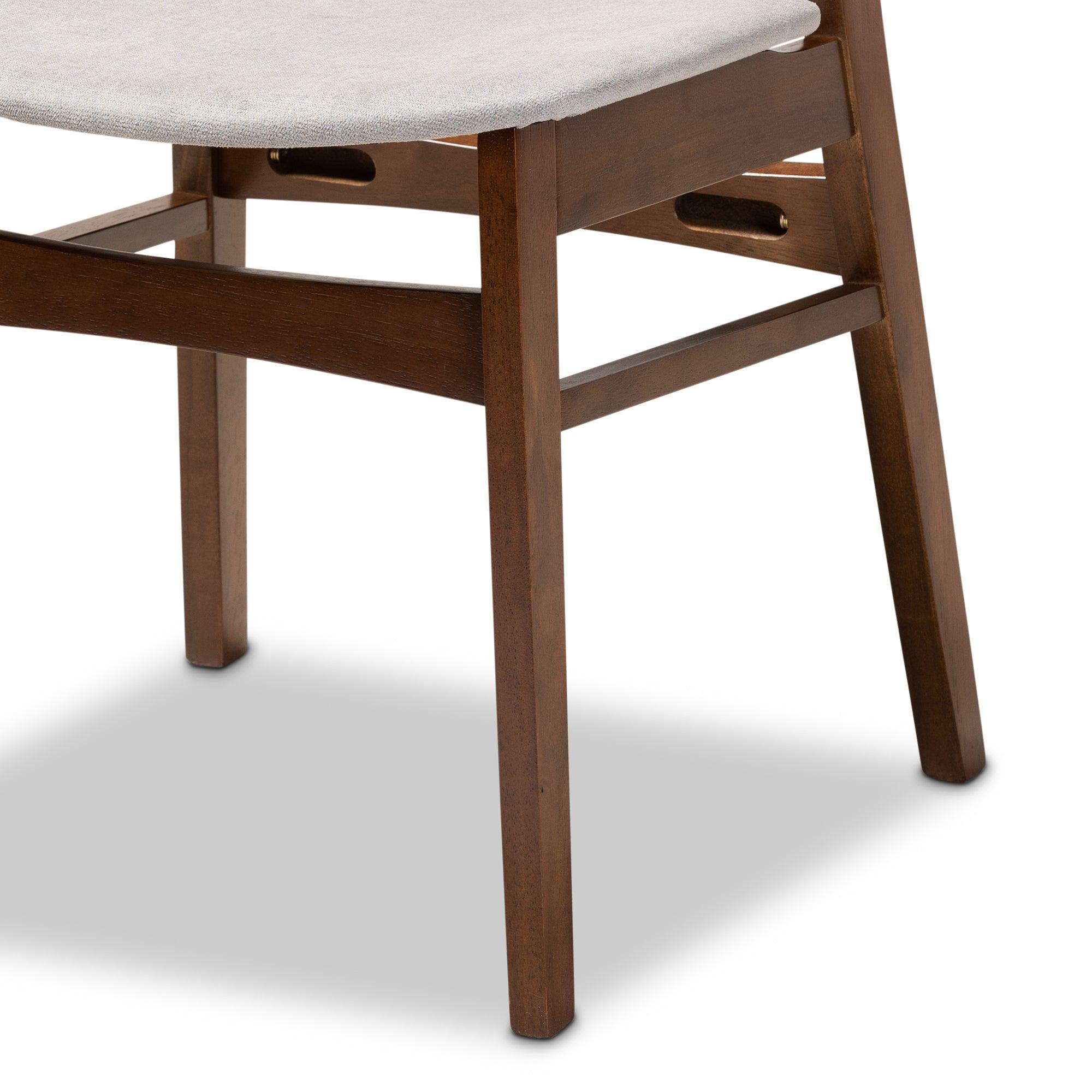 Paras Mid-Century Modern Transitional Light Fabric Upholstered and Finished Wood 5-Piece Dining Set