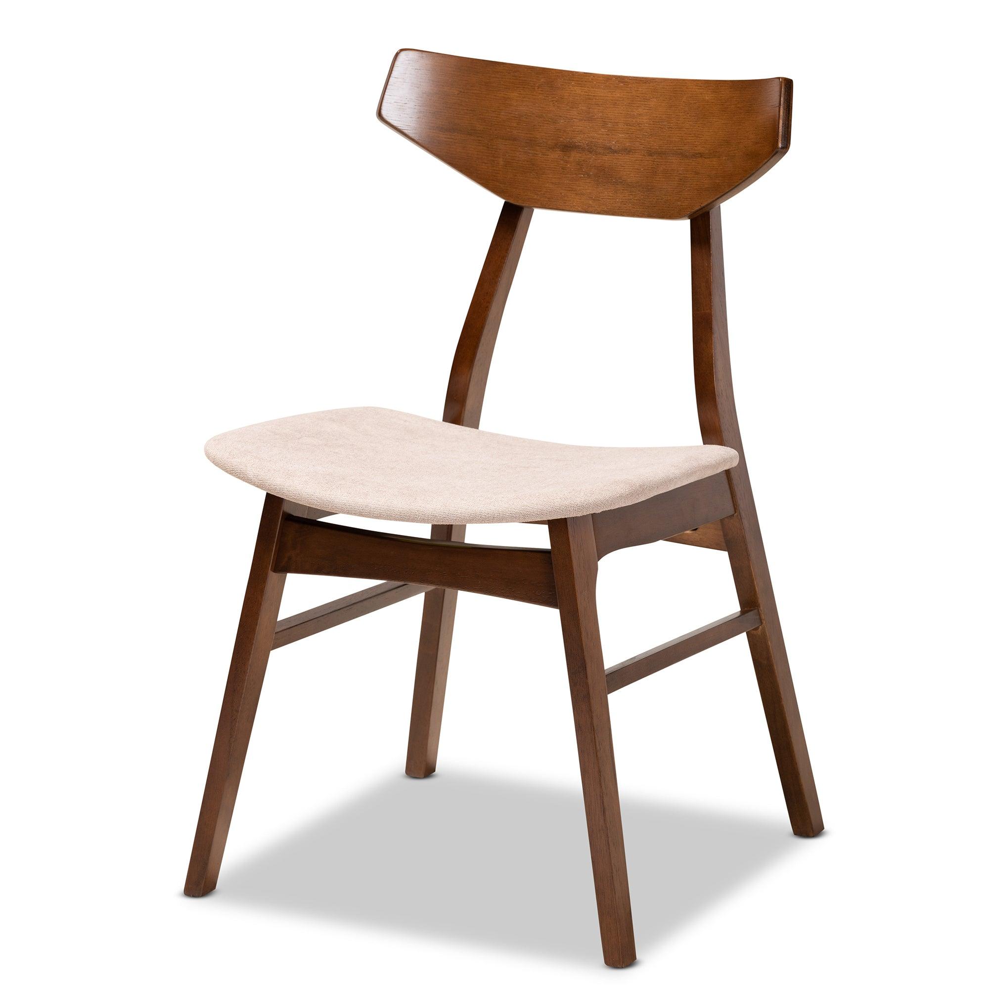 Lois Mid-Century Modern Transitional Light Fabric Upholstered and Finished Wood 5-Piece Dining Set