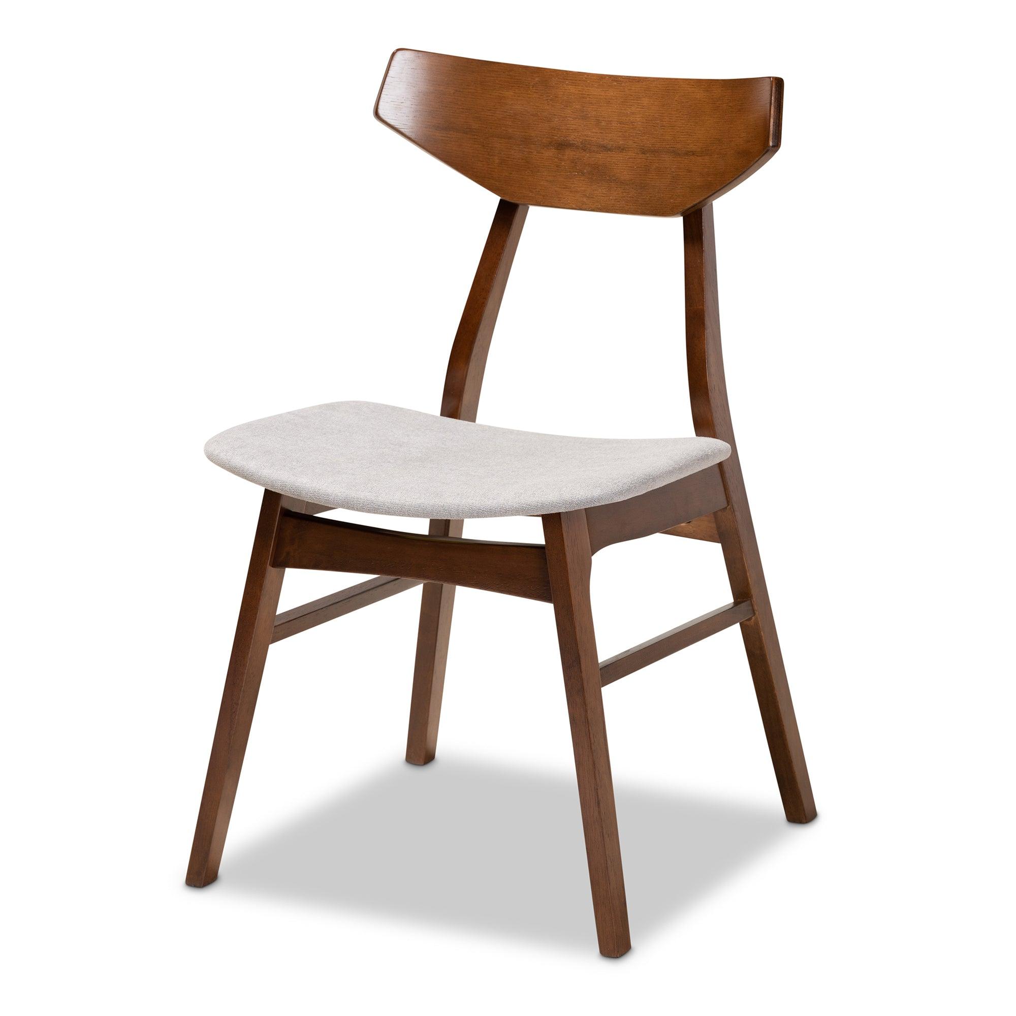 Lois Mid-Century Modern Transitional Light Fabric Upholstered and Finished Wood 5-Piece Dining Set