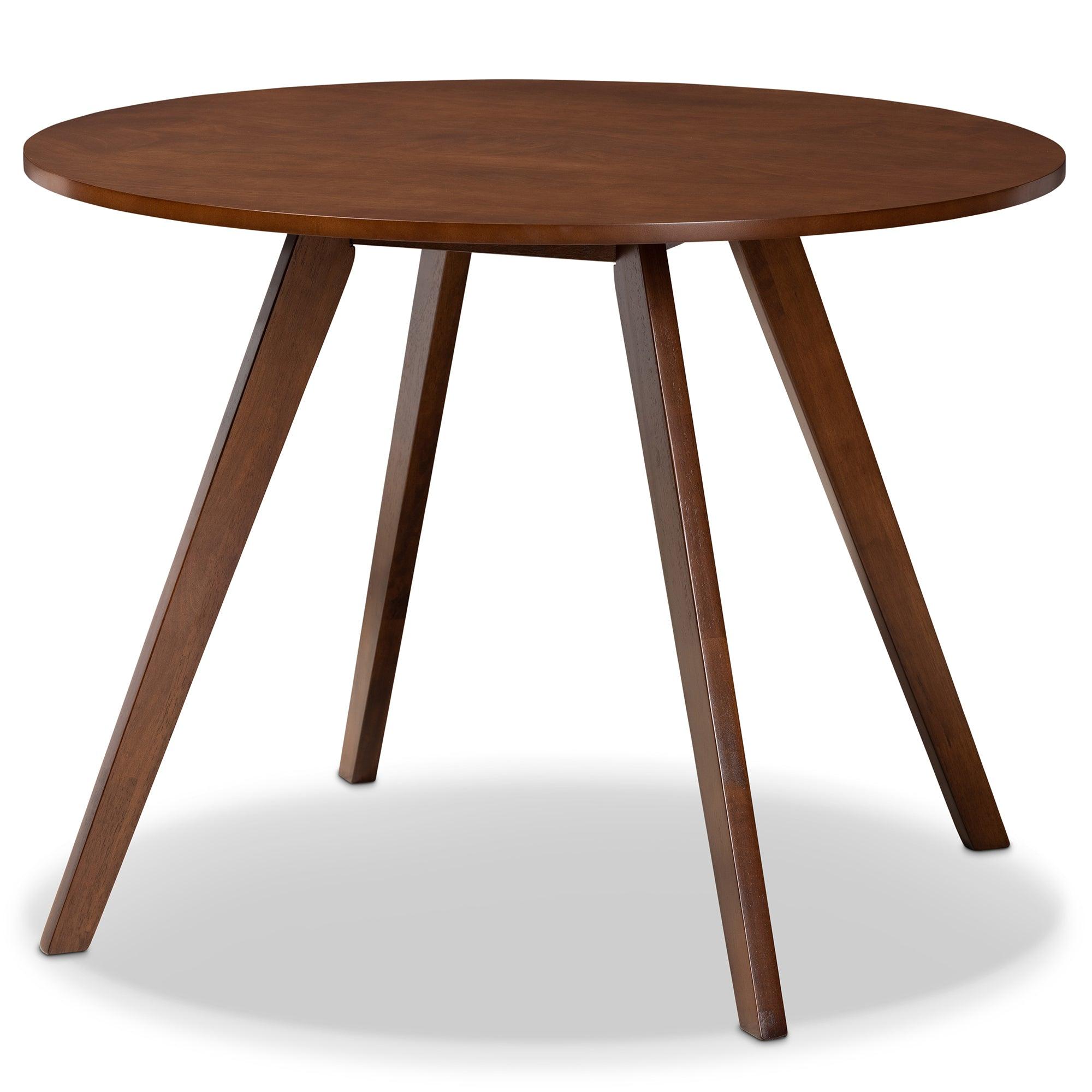 Rika Mid-Century Modern Transitional Light Fabric Upholstered and Finished Wood 5-Piece Dining Set