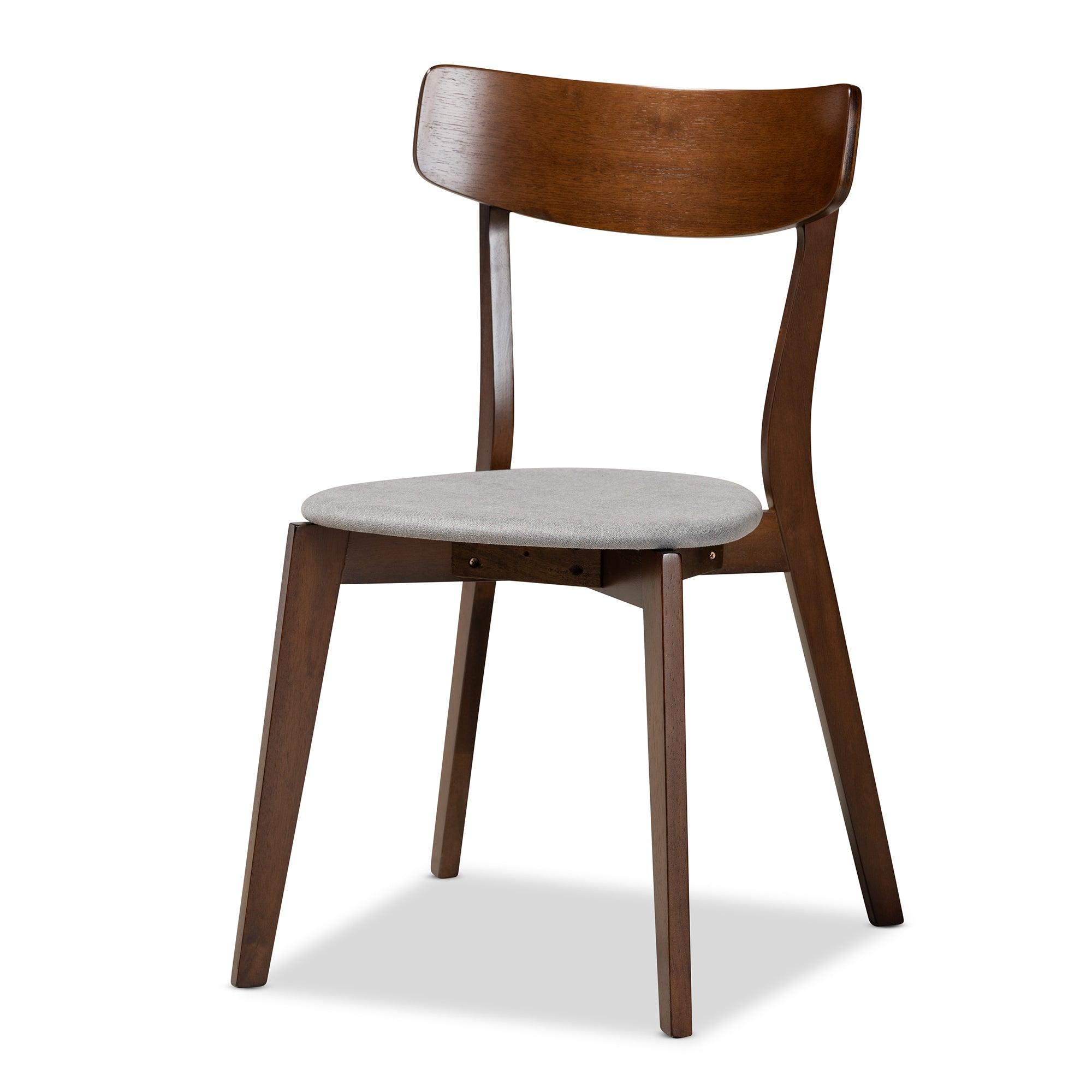 Nori Mid-Century Modern Transitional Light Fabric Upholstered and Finished Wood 5-Piece Dining Set