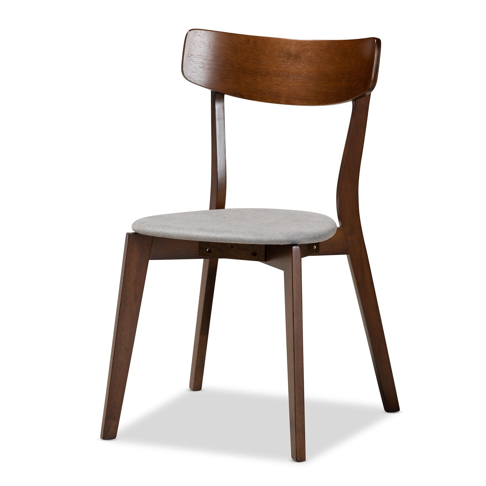 Rika Mid-Century Modern Transitional Light Fabric Upholstered and Finished Wood 5-Piece Dining Set