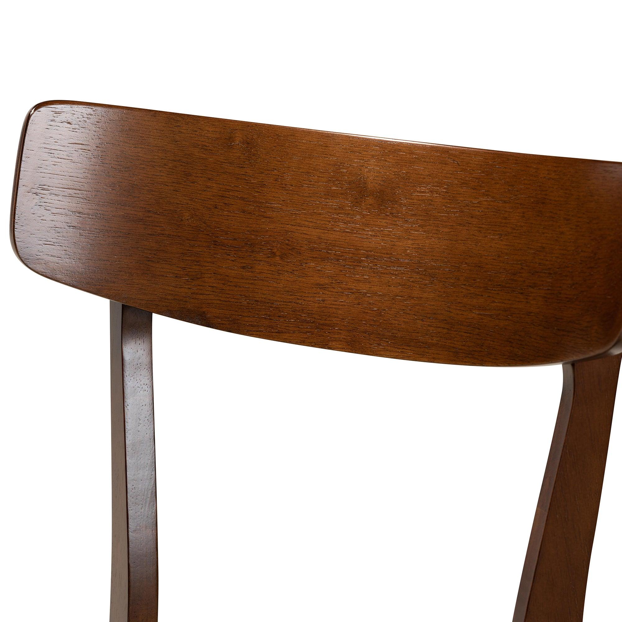 Rika Mid-Century Modern Transitional Light Fabric Upholstered and Finished Wood 5-Piece Dining Set