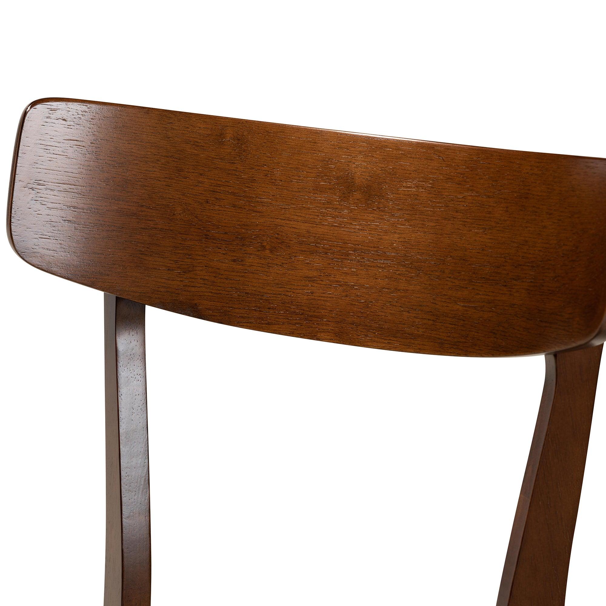 Reba Mid-Century Modern Light Fabric Upholstered and Finished Wood 5-Piece Dining Set