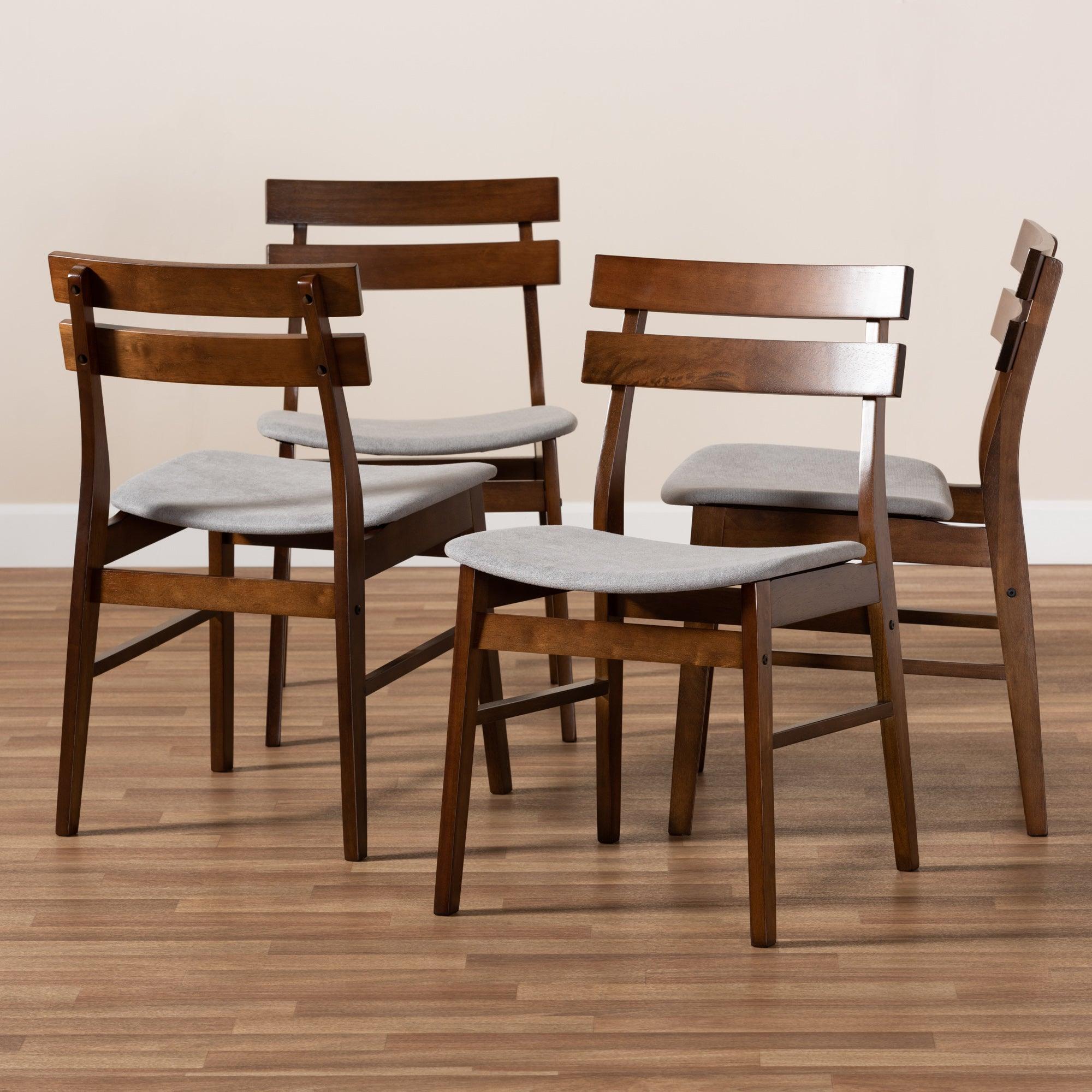 Devlin Mid-Century Modern Transitional Light Fabric Upholstered and Finished Wood 4-Piece Dining Chair Set