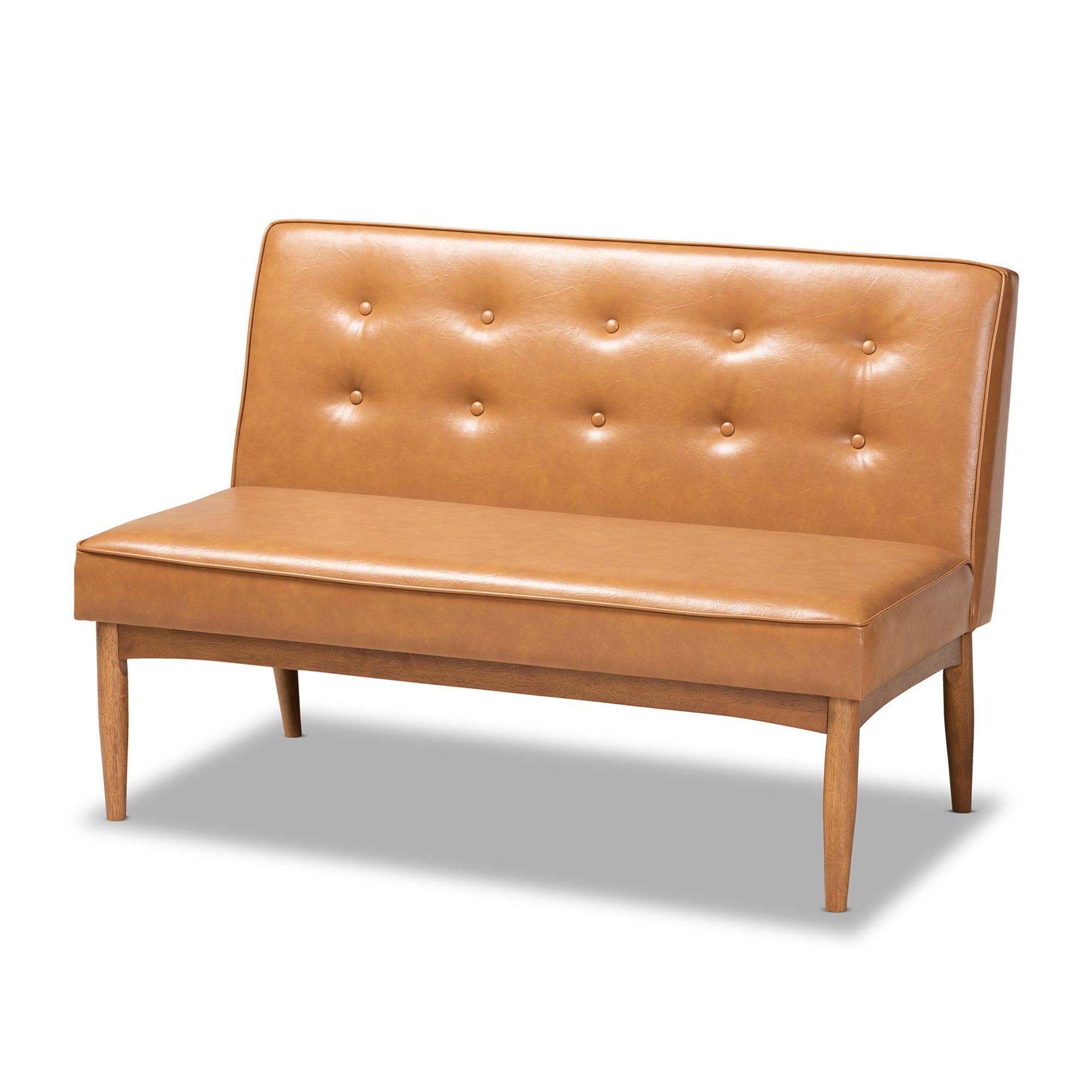 Arvid Mid-Century Modern Faux Leather Upholstered and Finished Wood 3-Piece Dining Nook Set