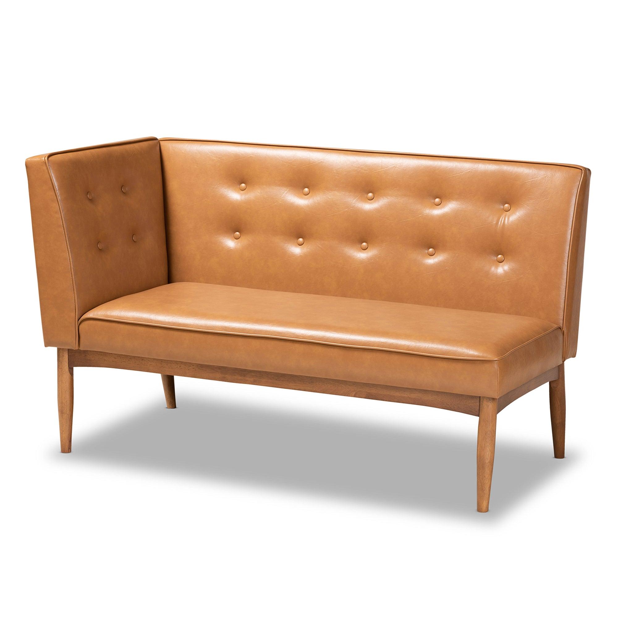 Arvid Mid-Century Modern Faux Leather Upholstered and Finished Wood 3-Piece Dining Nook Set