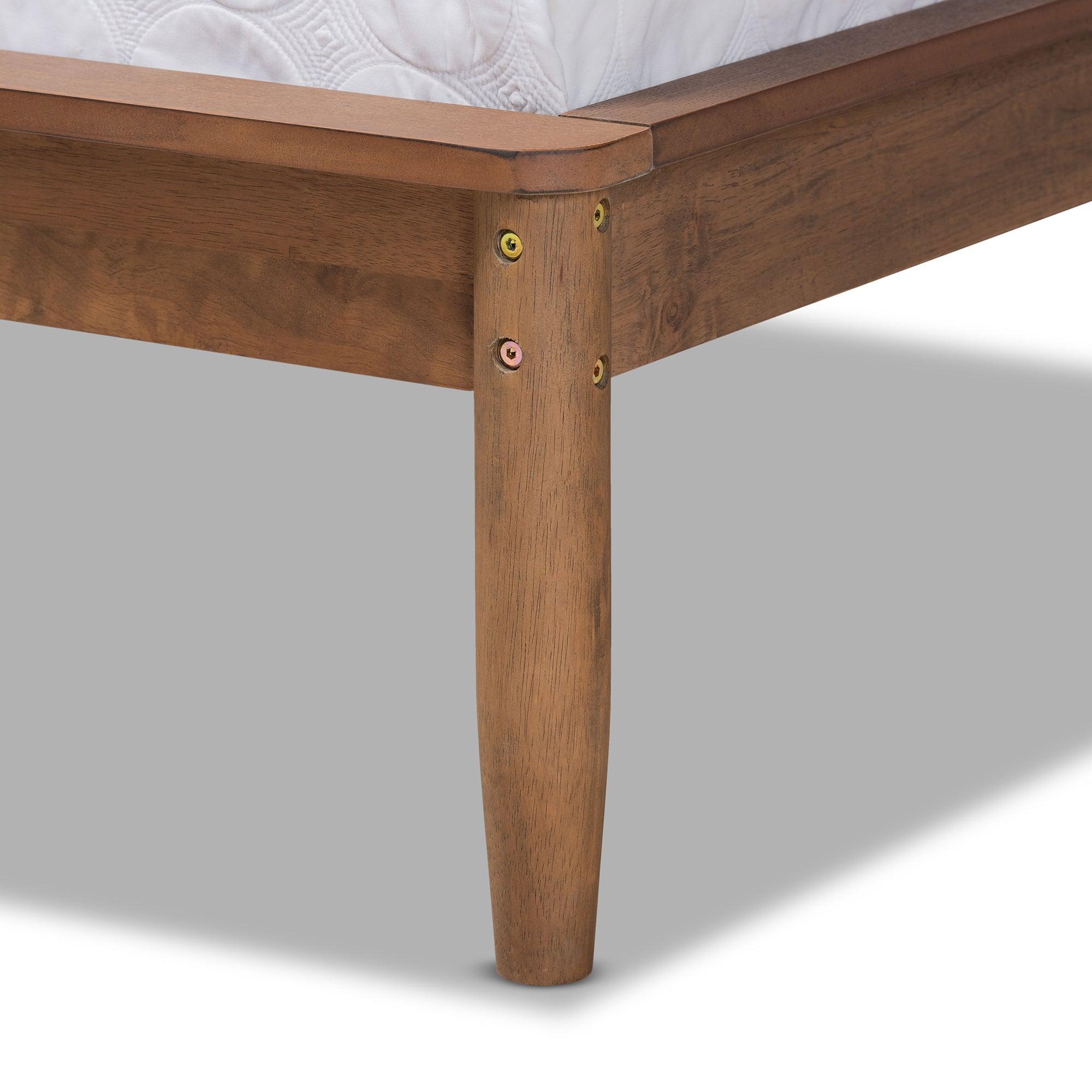 Helsa Mid-Century Modern Dark Fabric Upholstered and Finished Platform Bed