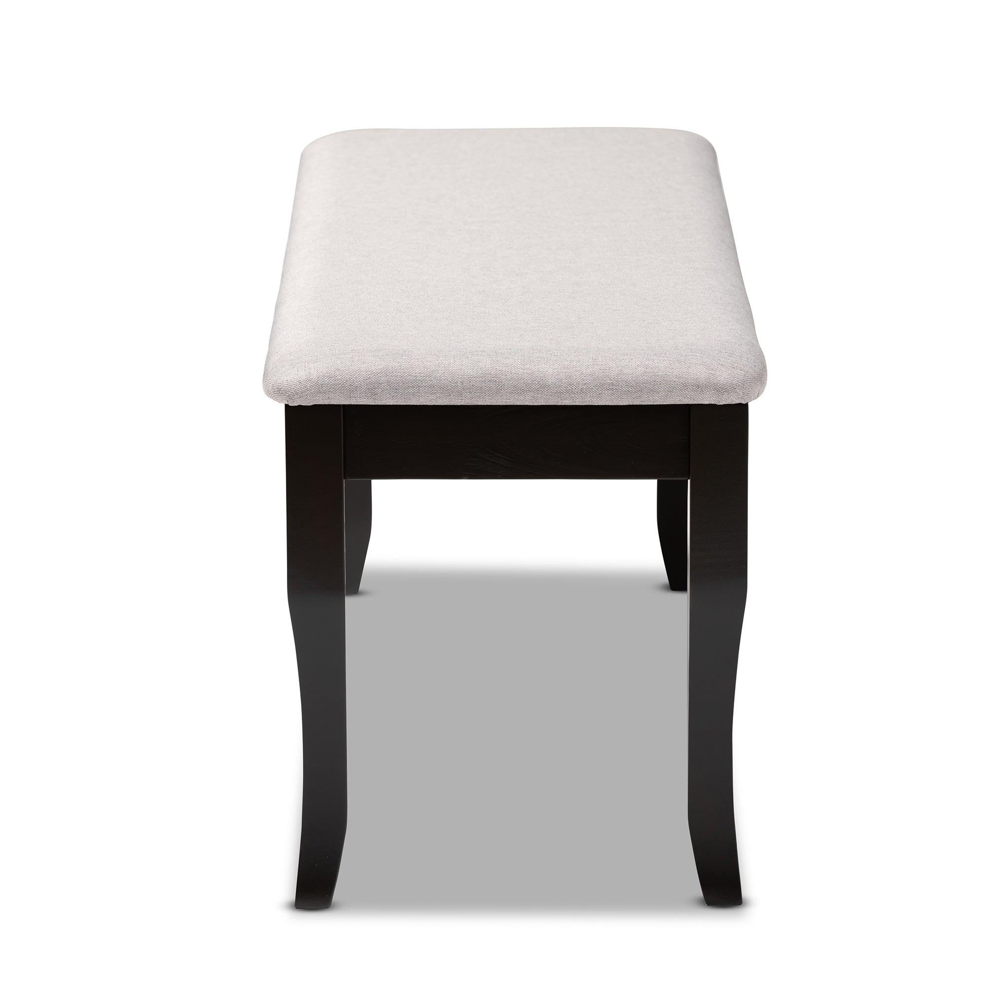 Cornelie Modern and Contemporary Transitional Fabric Upholstered and Finished Wood Dining Bench