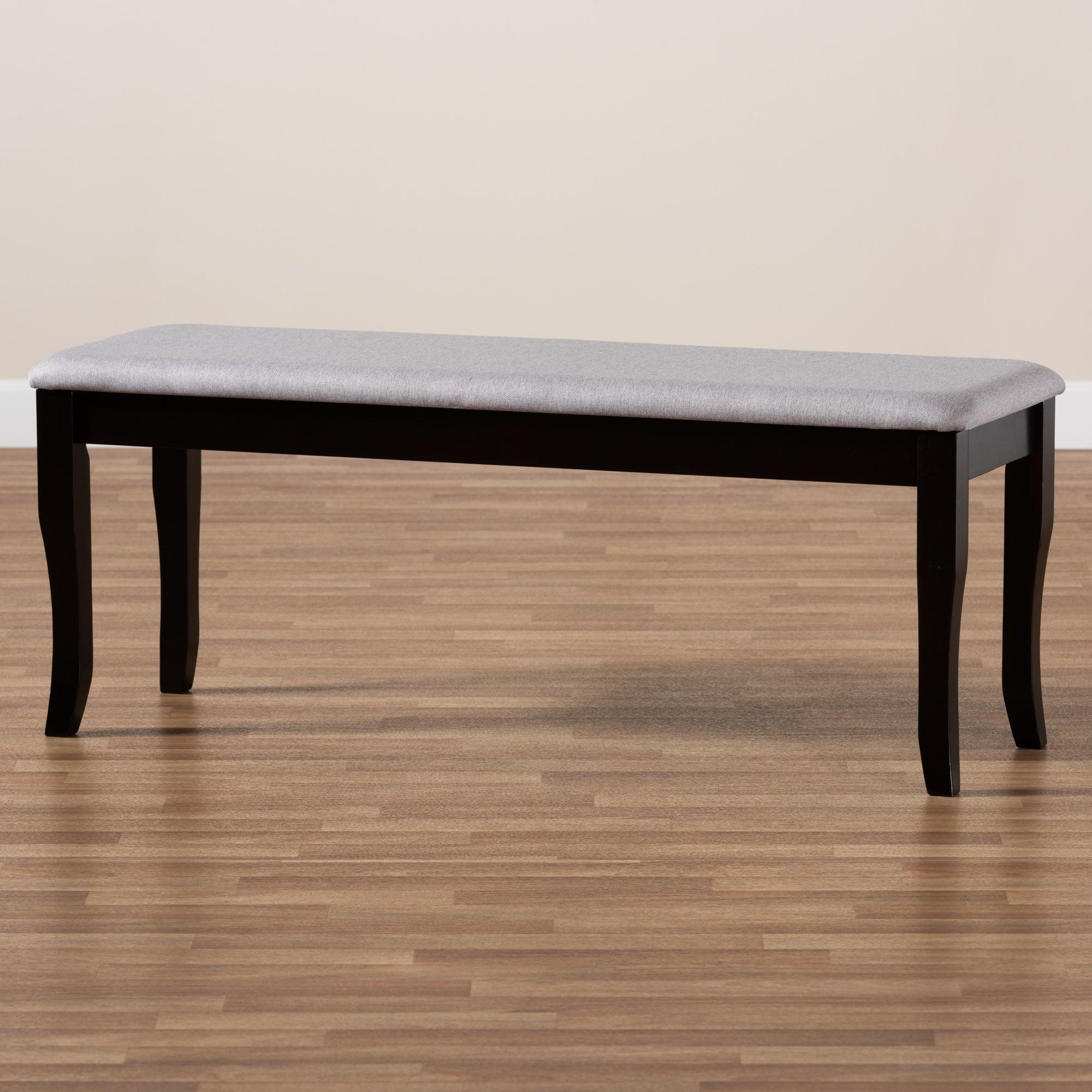 Cornelie Modern and Contemporary Transitional Fabric Upholstered and Finished Wood Dining Bench