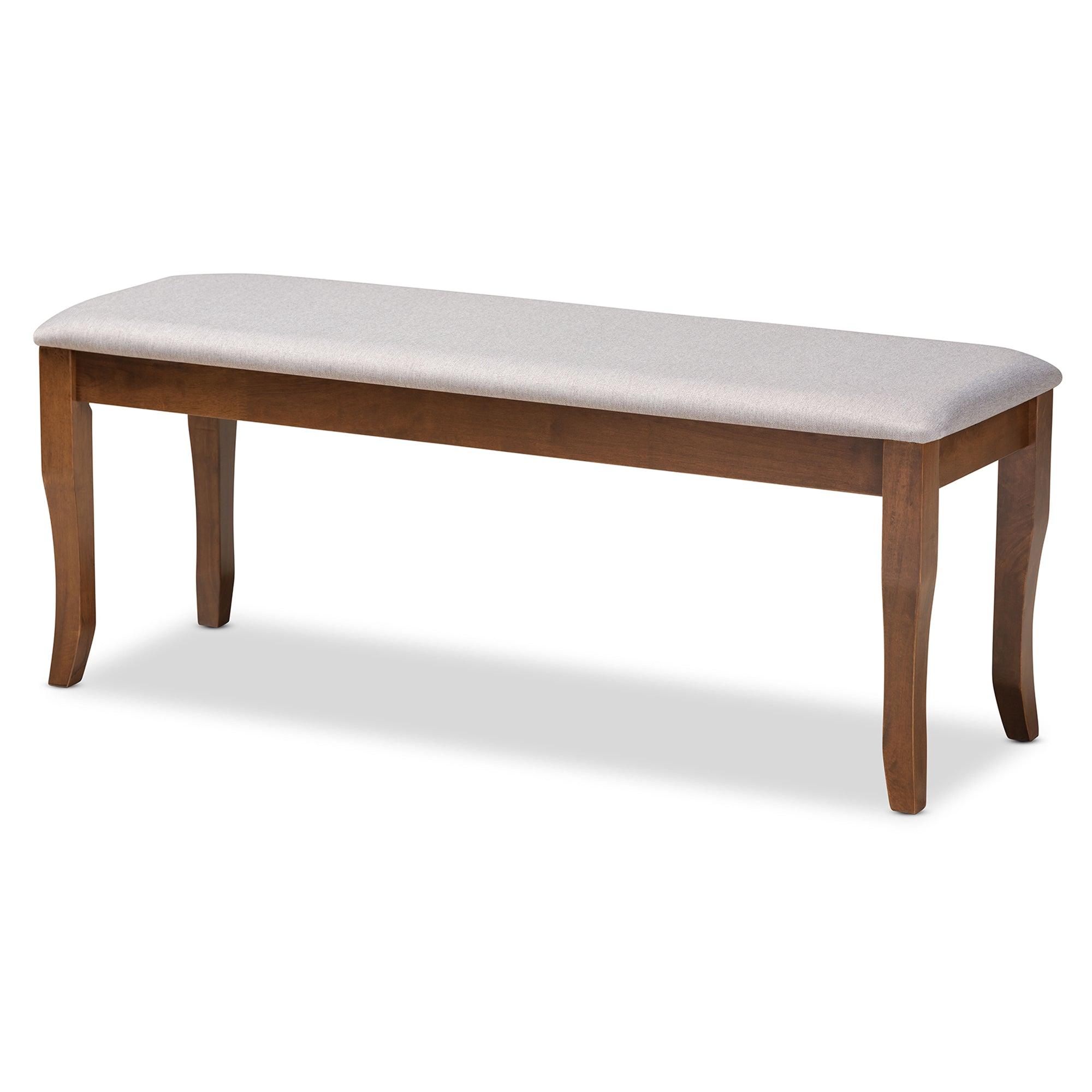 Cornelie Modern and Contemporary Transitional Fabric Upholstered and Finished Wood Dining Bench