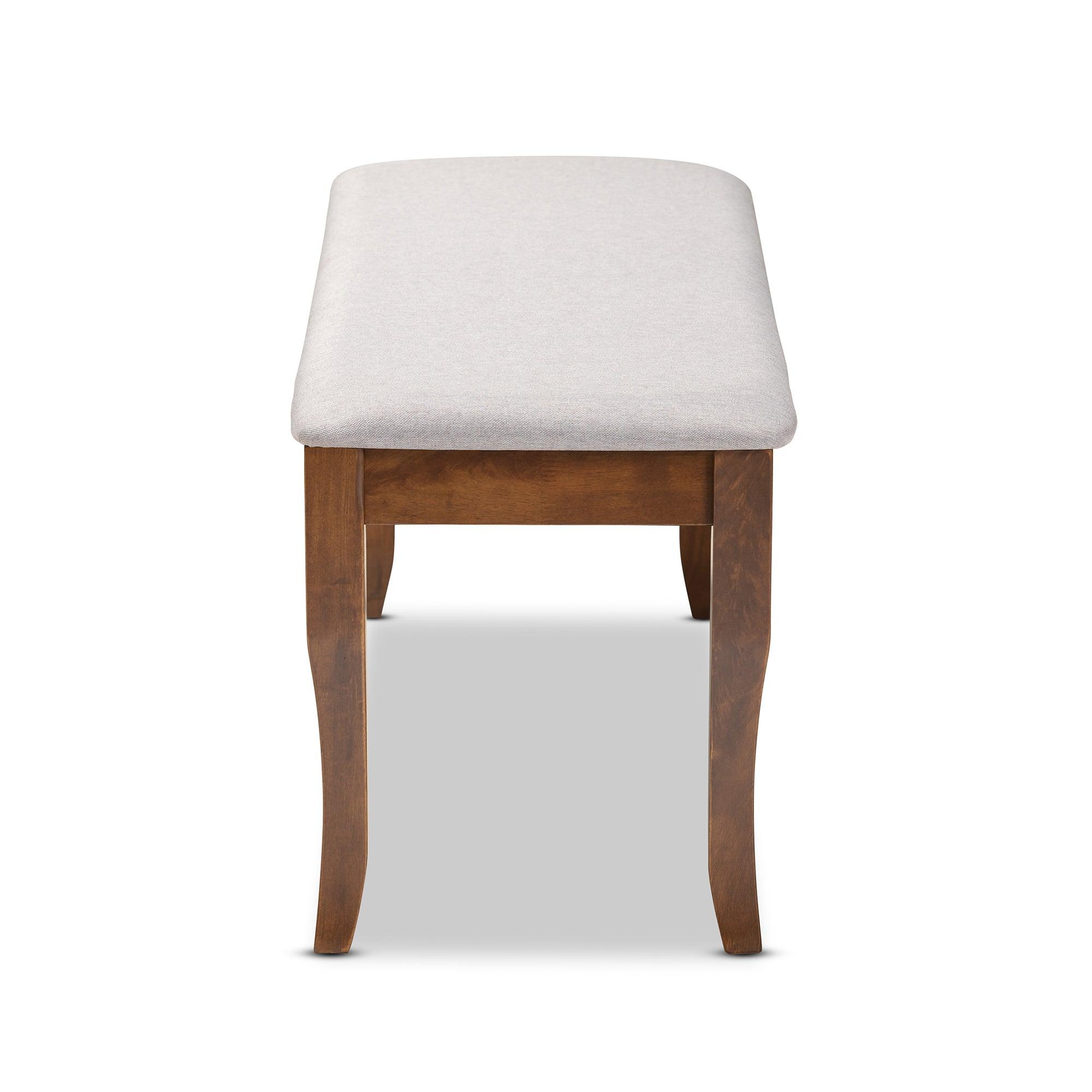 Cornelie Modern and Contemporary Transitional Fabric Upholstered and Finished Wood Dining Bench